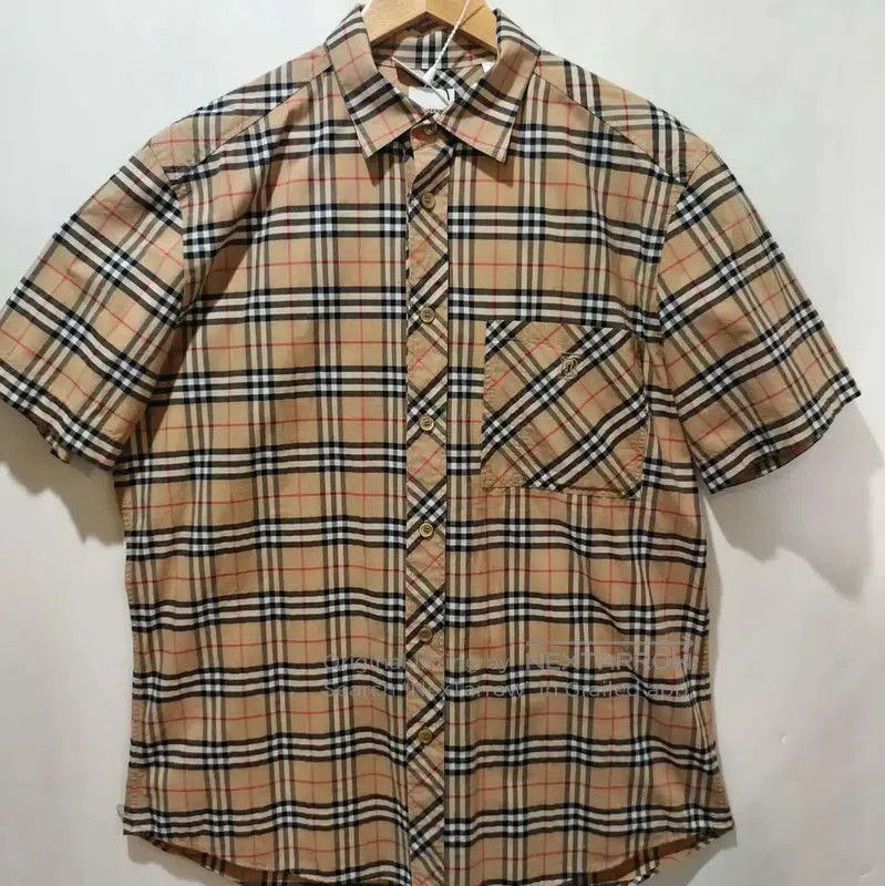 Burberry Burberry Khaki Short Sleeve Cotton Check Shirt. Size US S / EU 44-46 / 1 - 1 Thumbnail