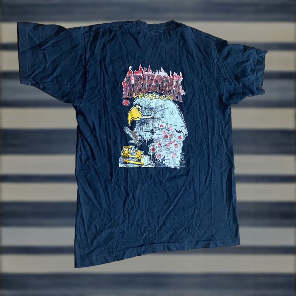 Fruit Of The Loom VINTAGE Arizona WildFires Eagle Graphic T-Shirt USA Made Single Stitch XL Mens Black Cotton 90s Retro Wild Fires Logo 1996 Size US XL / EU 56 / 4 - 1 Thumbnail