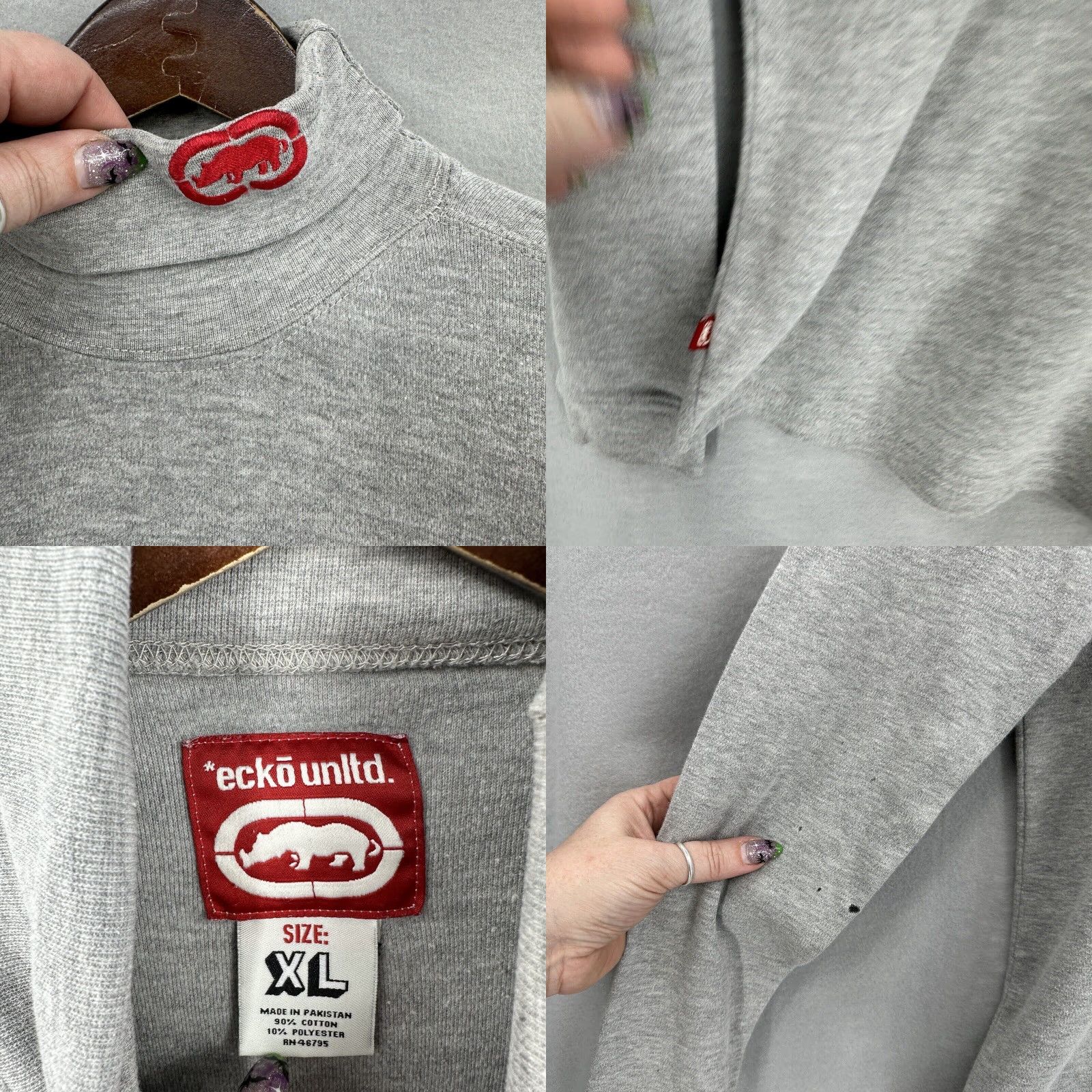 Ecko Unltd. VINTAGE Ecko Unltd Men's Turtleneck Shirt XL Gray Embroidered Logo Classic Hip Hop 90s Mens Size US XL / EU 56 / 4 - 8 Thumbnail