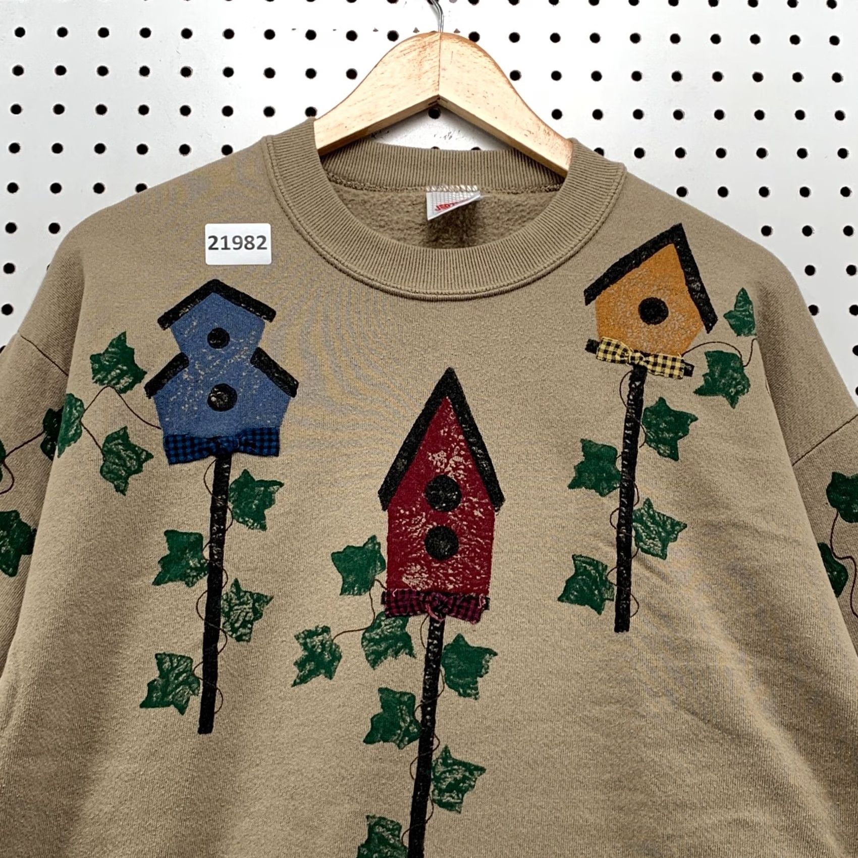Jerzees VINTAGE Birdhouse Leaf Sweatshirt Brown Mens L Crewneck Pullover 90s Jerzees Canvas Pullover Size US L / EU 52-54 / 3 - 2 Thumbnail