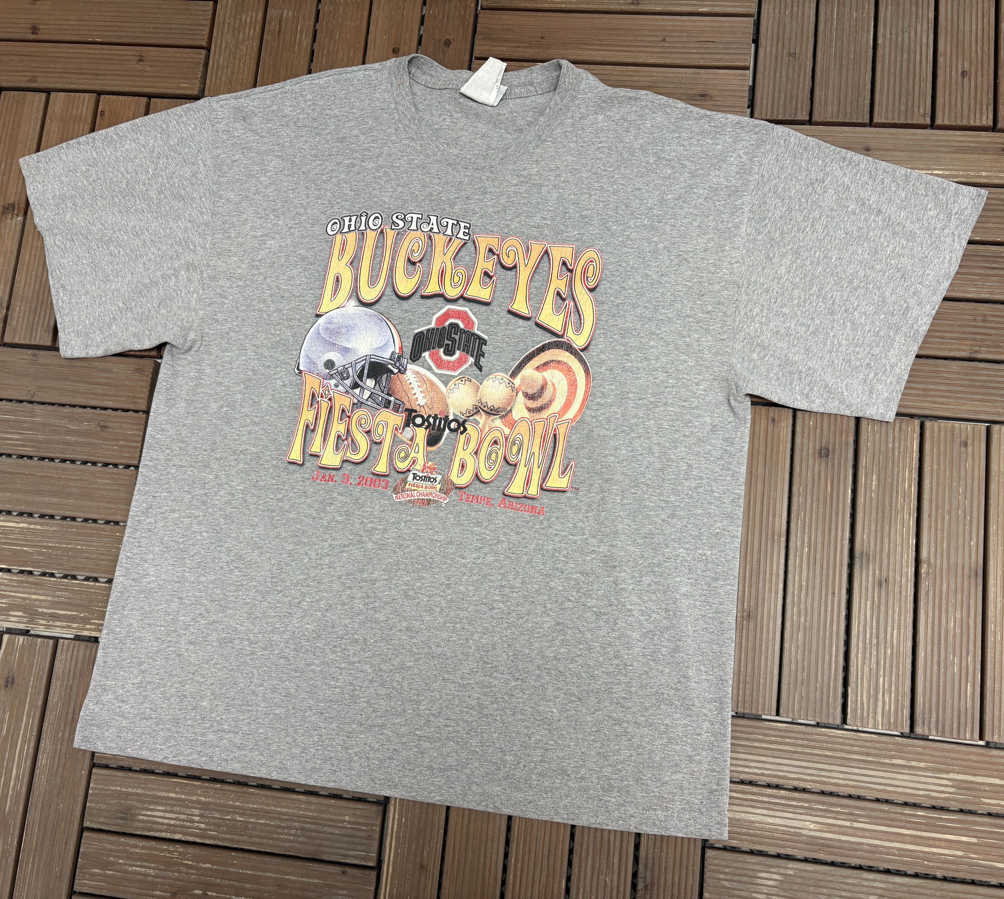 Vintage Ohio State Buckeyes Tostitos Fiesta Bowl Vintage Grey Tee Size US XXL / EU 58 / 5 - 3 Thumbnail