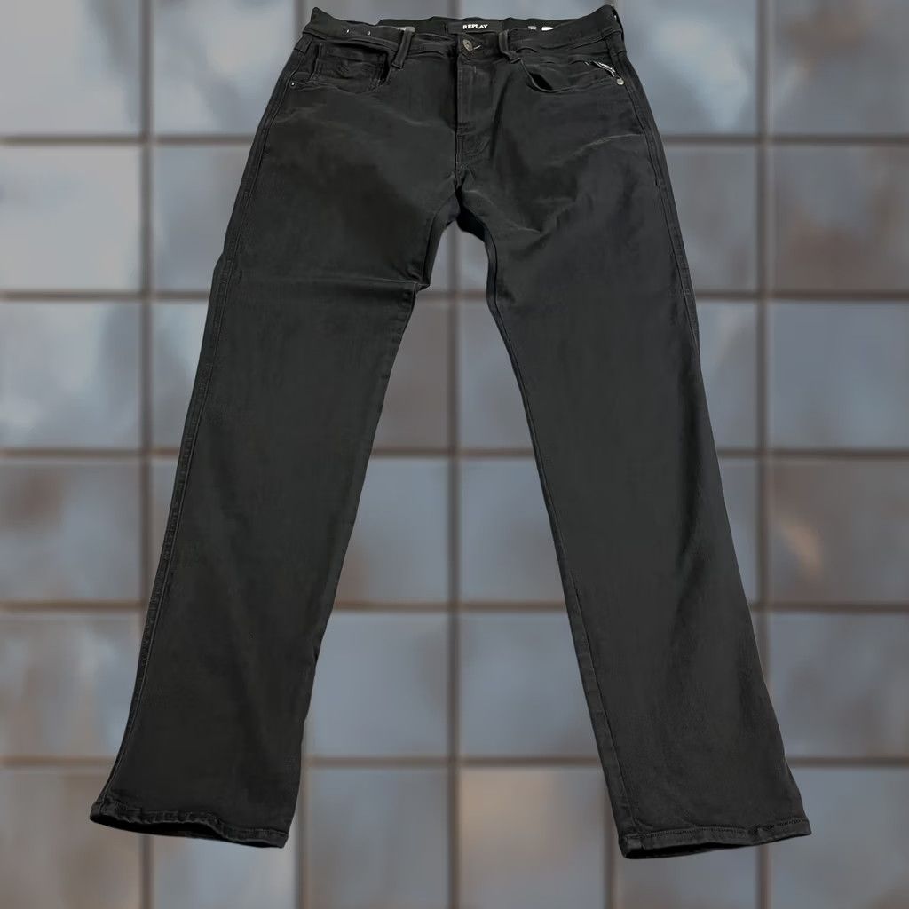 Replay Replay Anbass Jeans Slim Skinny 33 30 Denim Black Stretch 5-Pocket Mens Shirt? Size US 33 - 1 Thumbnail