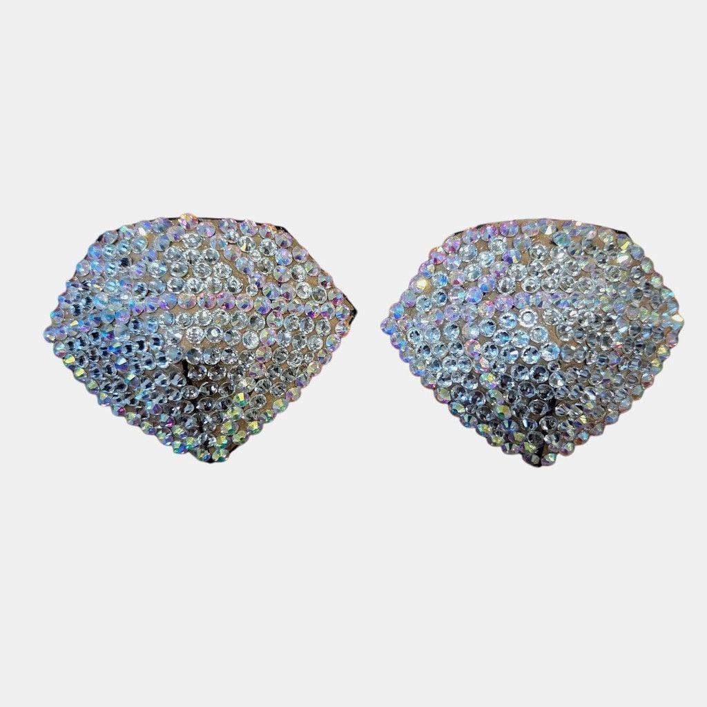Handmade AB & Clear Glass Diamond Rhinestone Pasties in a Size 2 3/4" Size ONE SIZE - 1 Thumbnail