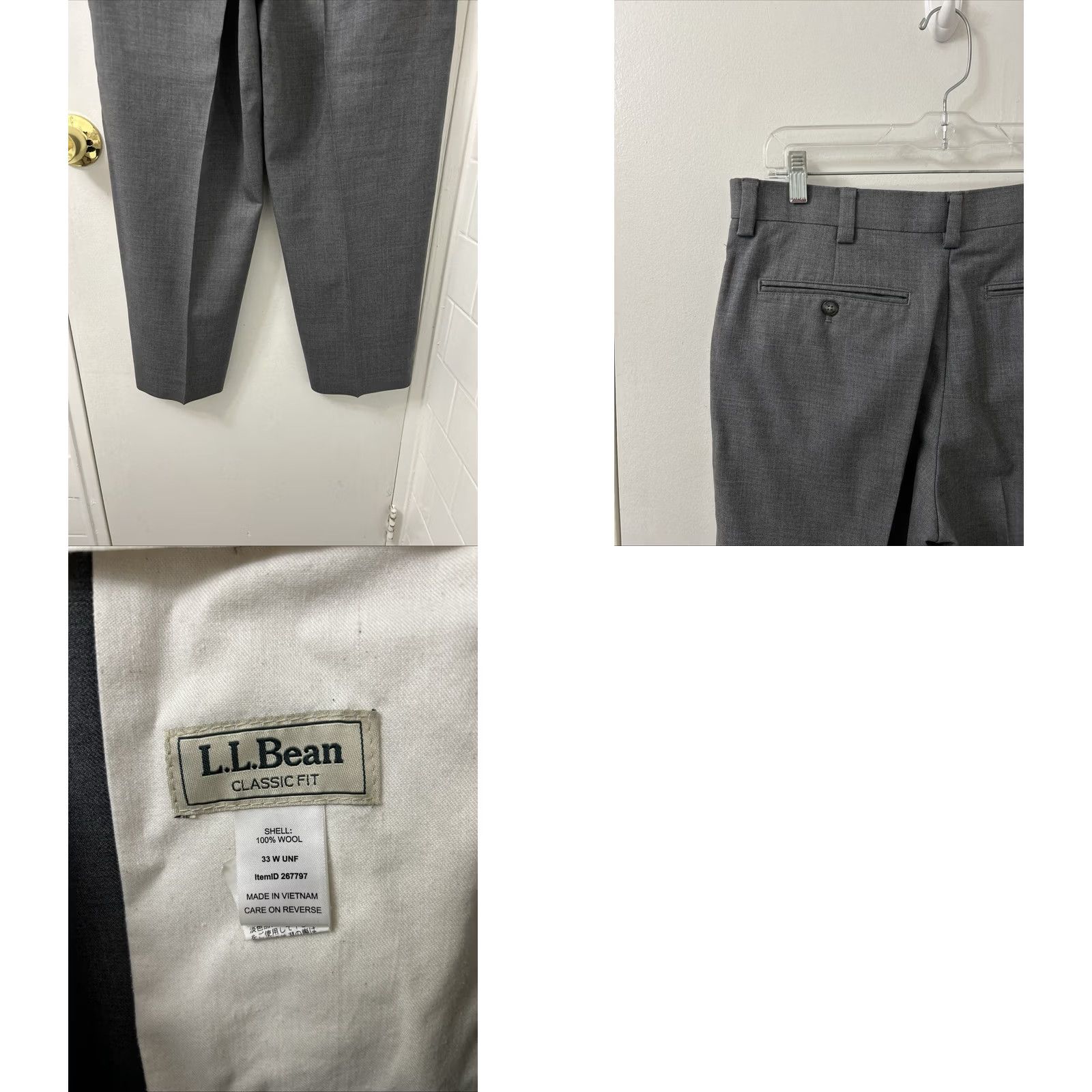 Vintage VINTAGE: No — LL Bean Dress Pants Mens 33x25.5 Gray 100% Wool Classic Fit YKK 267797 Size US 33 - 8 Thumbnail