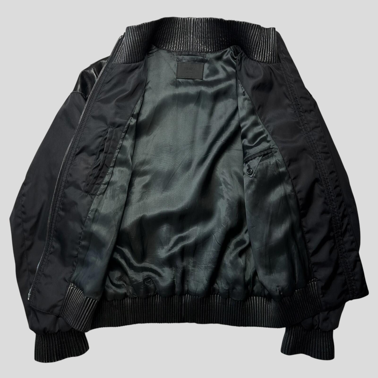 Prada Prada Milano 2007 Gabardine Nylon + Leather Bomber Jacket L Size US L / EU 52-54 / 3 - 6 Thumbnail