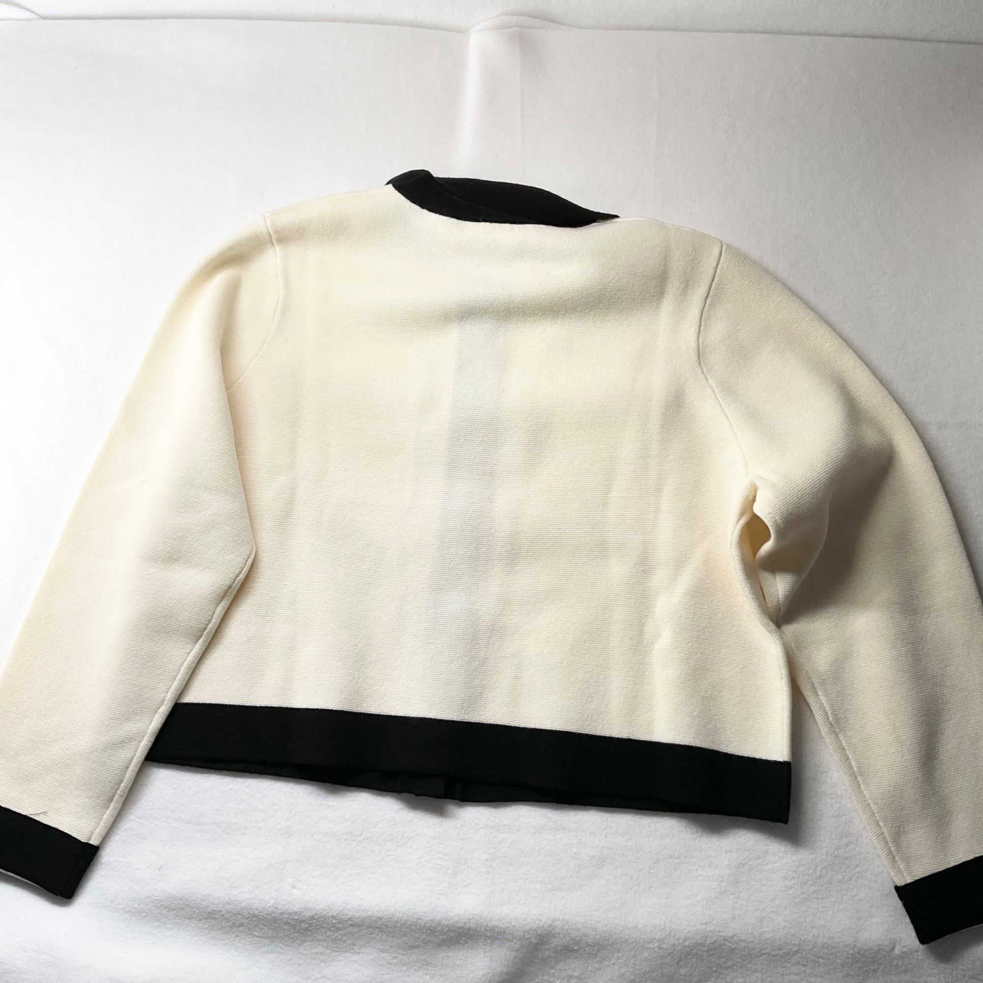 Sezane NWOT Sezane Betty Cardigan sweater In cream white BLACK Wool Size M / US 6-8 / IT 42-44 - 4 Thumbnail