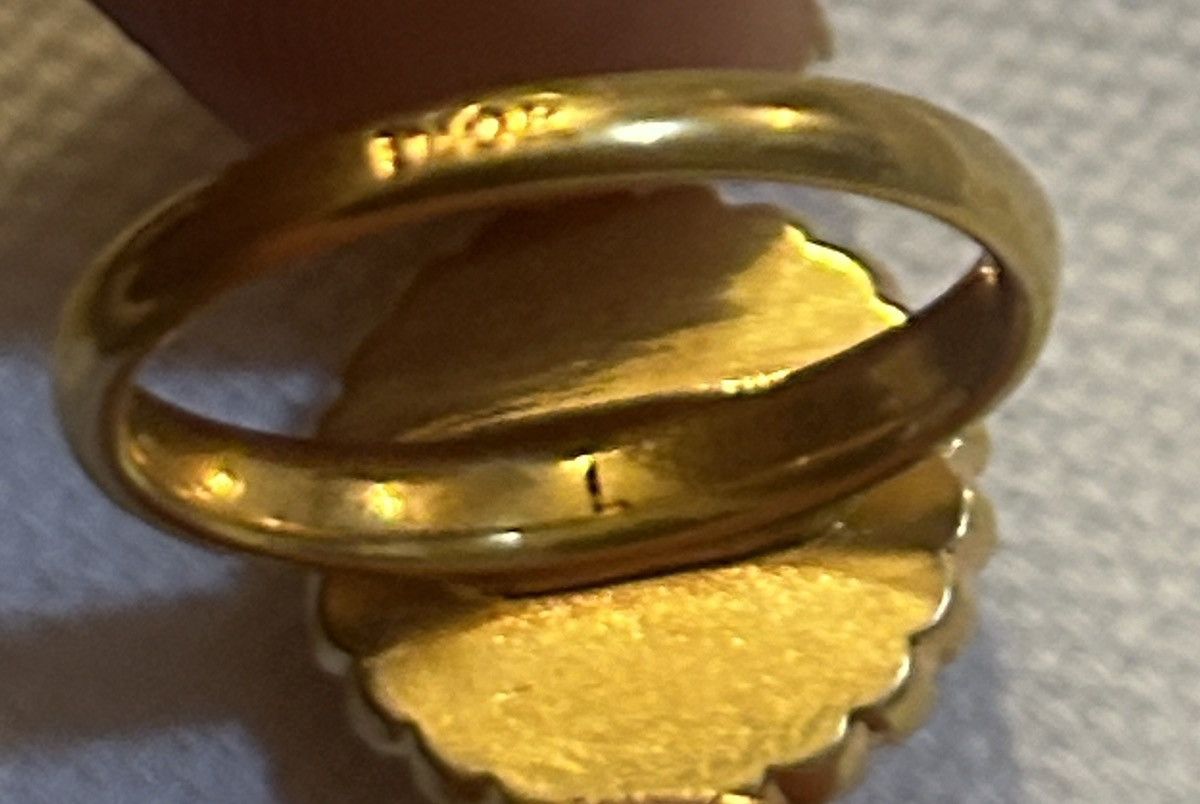 Dior Dior PETIT CD BAROQUE RING Gold-Finish Metal White Resin Size ONE SIZE - 6 Thumbnail