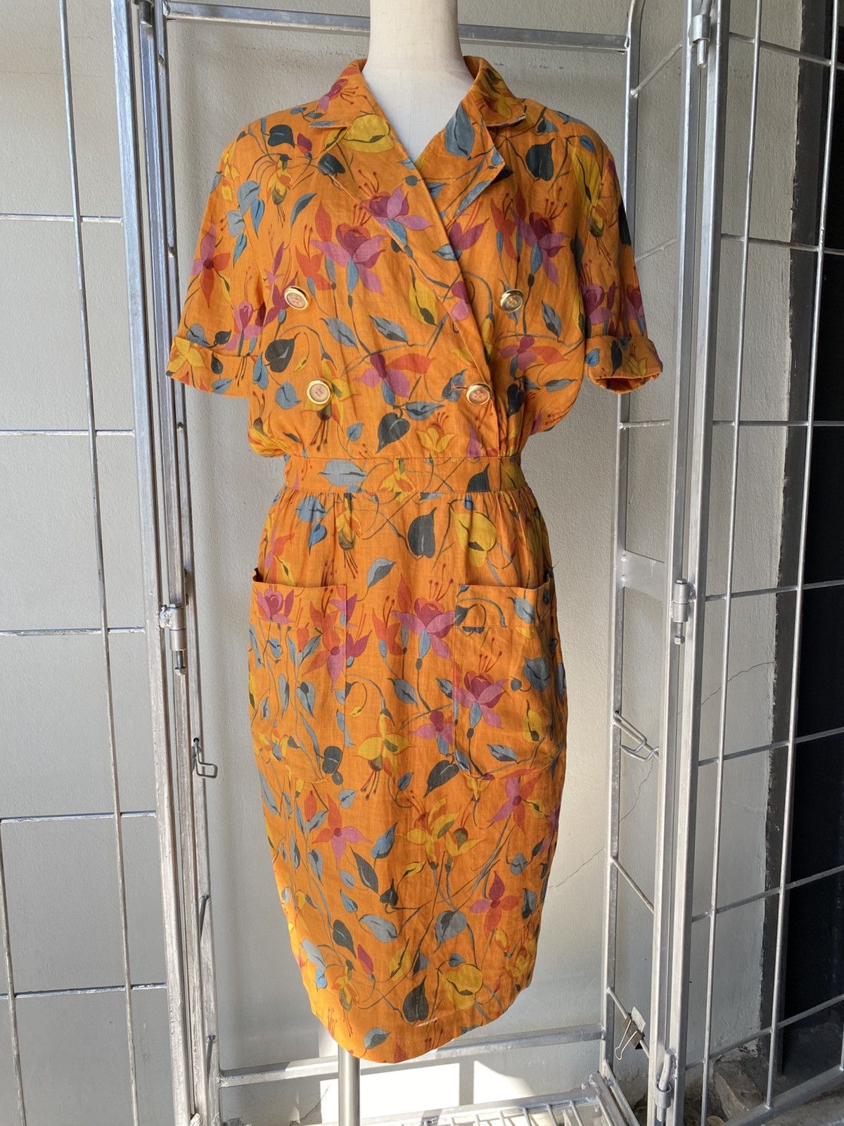 Valentino VALENTINO GARAVANI Orange Floral Button-Down Dress Size S / US 4 / IT 40 - 21 Thumbnail