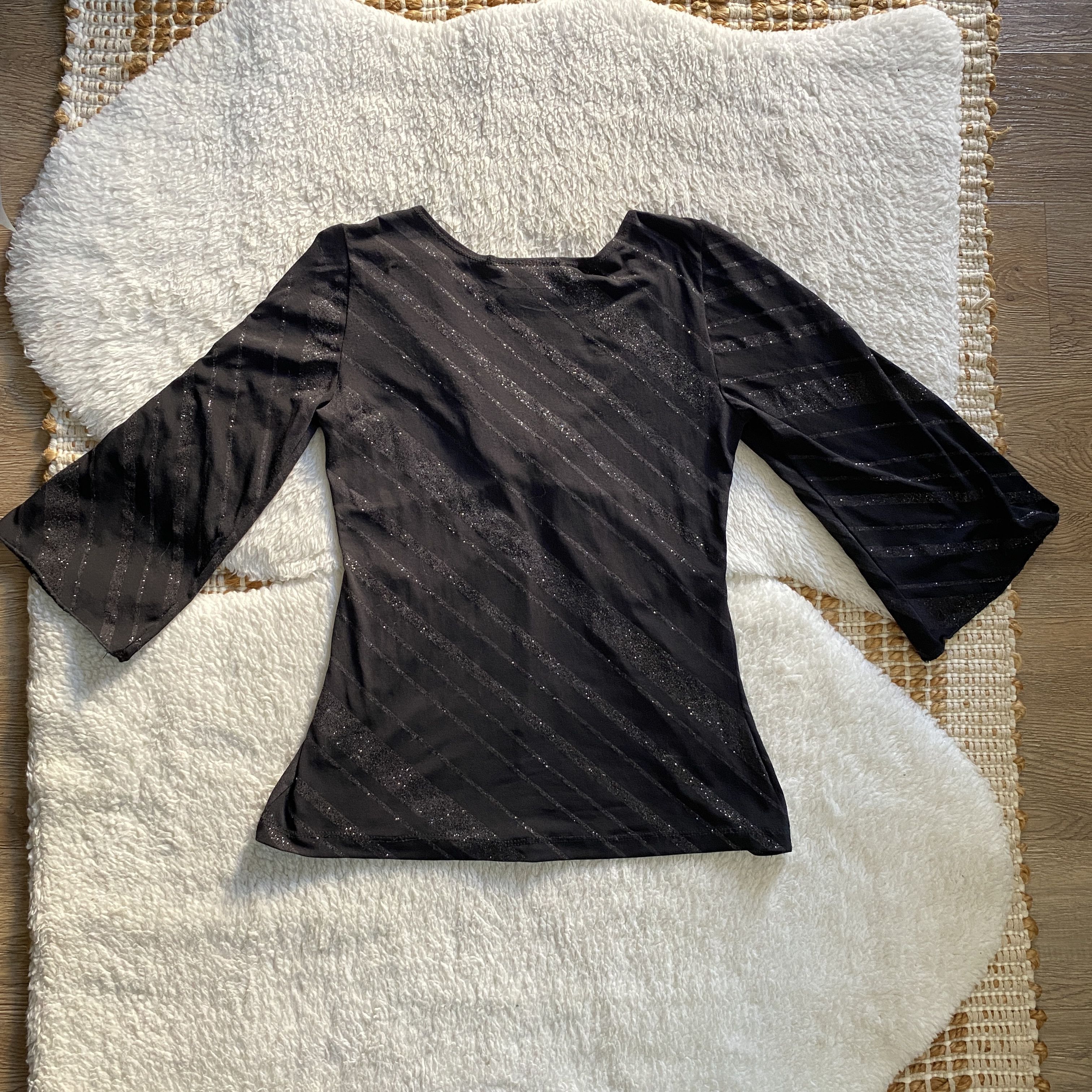 Other Vintage Carrie Allen Women’s Medium Black Glitter Top Size M / US 6-8 / IT 42-44 - 9 Thumbnail