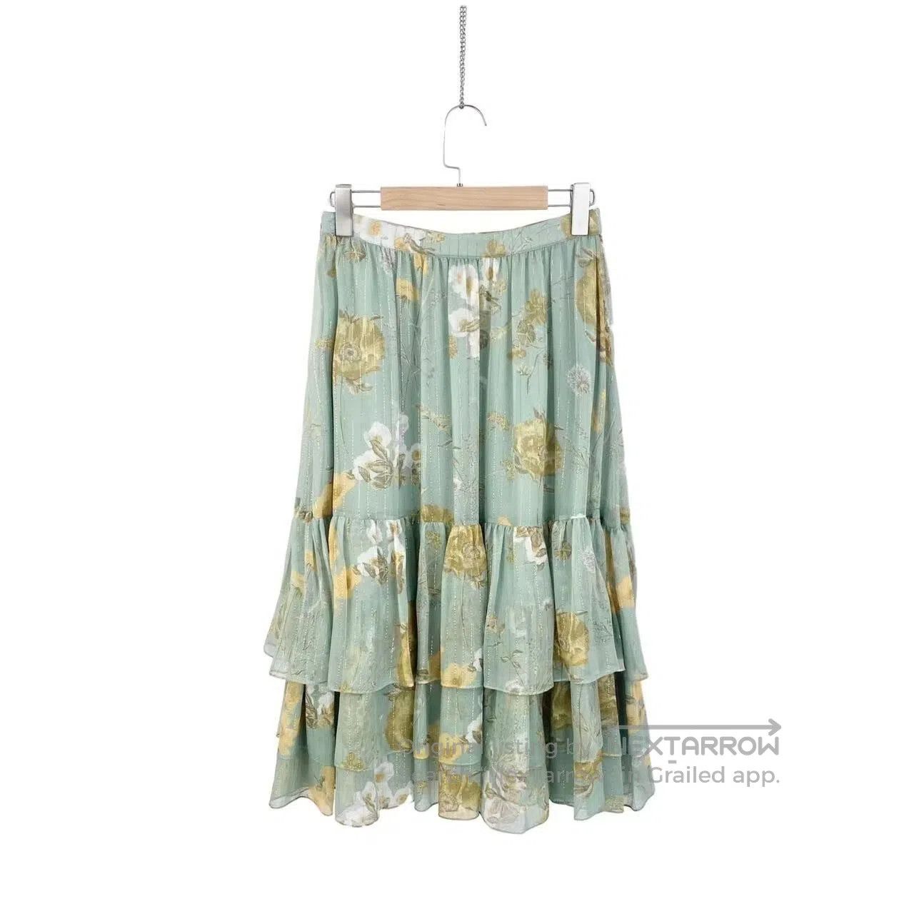 Celine Celine Gold silk print long skirt| Size 25" / US 0 / IT 36 - 1 Thumbnail