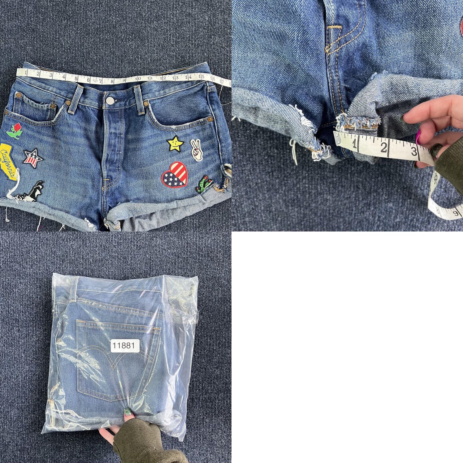 Levi's Levi's Denim Shorts Womens 31 Blue Cut-Off Distressed Embroidered Patch Patriotic Casual Denim Shorts 31 Womens California Rose USA Size 24" / US 00 / IT 34 - 8 Thumbnail