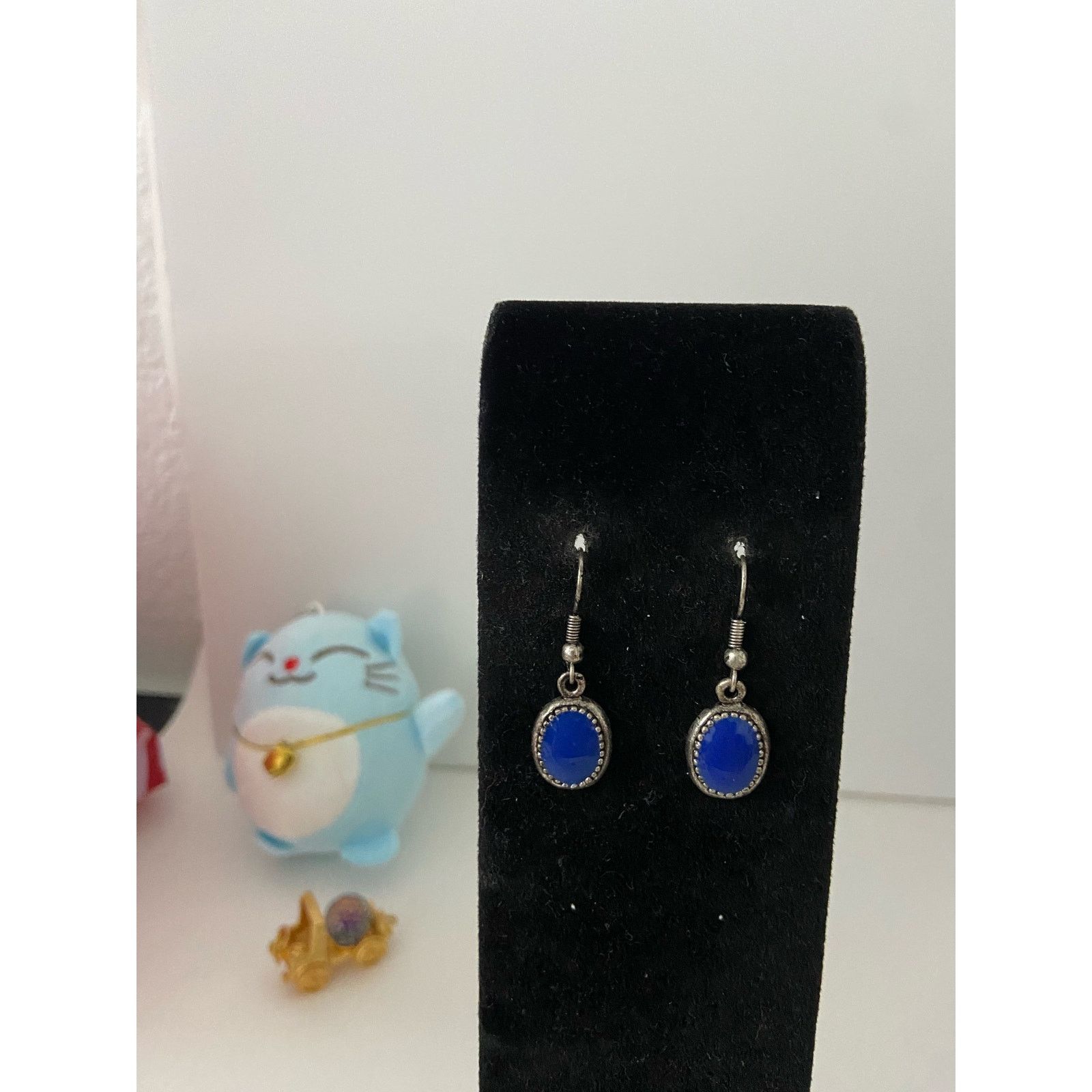 Other 90s style blue oval earrings silver tone Size ONE SIZE - 1 Thumbnail