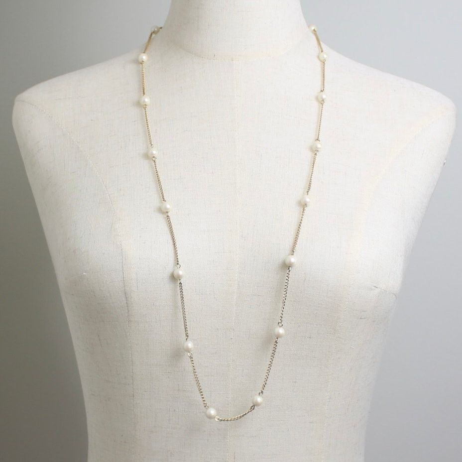 Other Sarah Coventry Gold Tone Faux Pearl Long Necklace Signed Size ONE SIZE - 2 Thumbnail