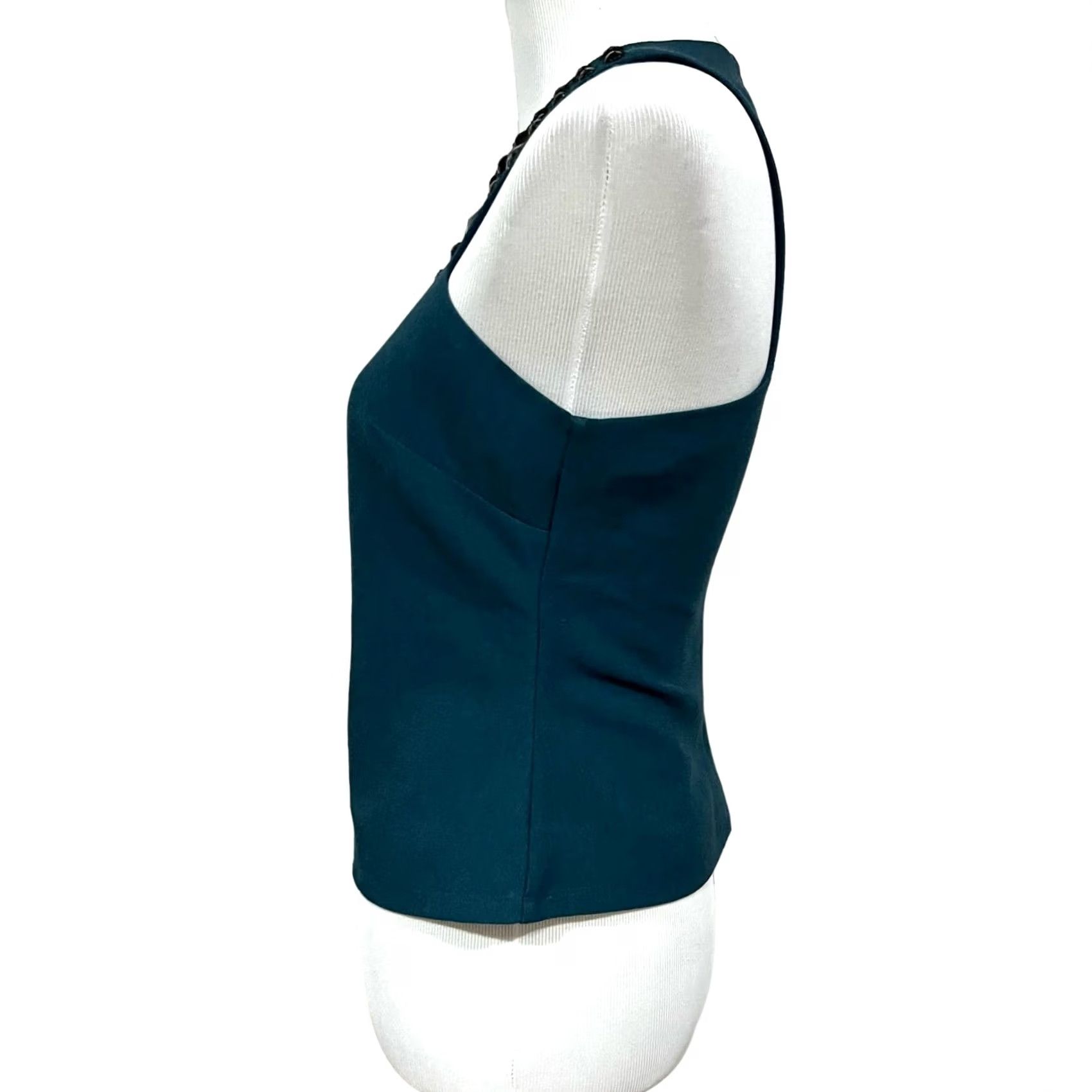 Griffin Annie Griffin Beaded Sleeveless Top Teal Blue Sz 6 Womens Blouse Fitted Tank Short Sleeveless Size M / US 6-8 / IT 42-44 - 4 Thumbnail