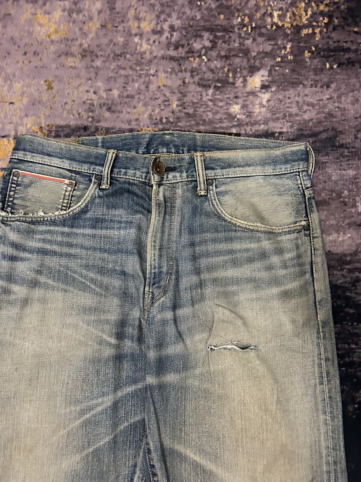 Edwin Vintage Edwin Japan Distressed Buckle Back Selvedge Jeans Size US 36 / EU 52 - 12 Thumbnail