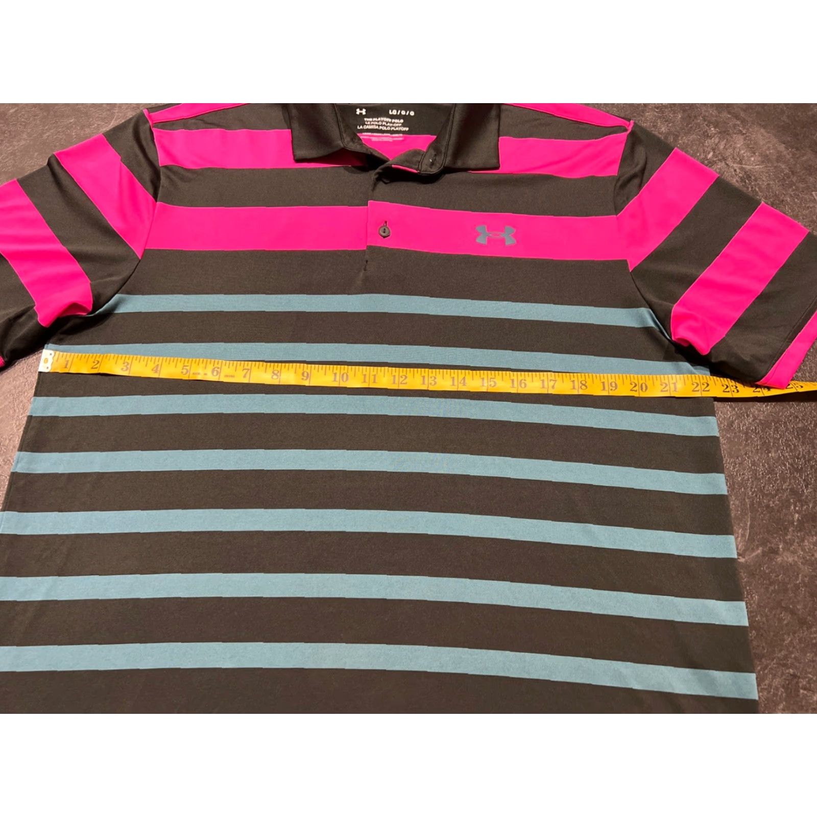 Under Armour Under Armour Mens Polo Golf FUSION Pink Striped Large Polo Shirt Size US L / EU 52-54 / 3 - 6 Thumbnail