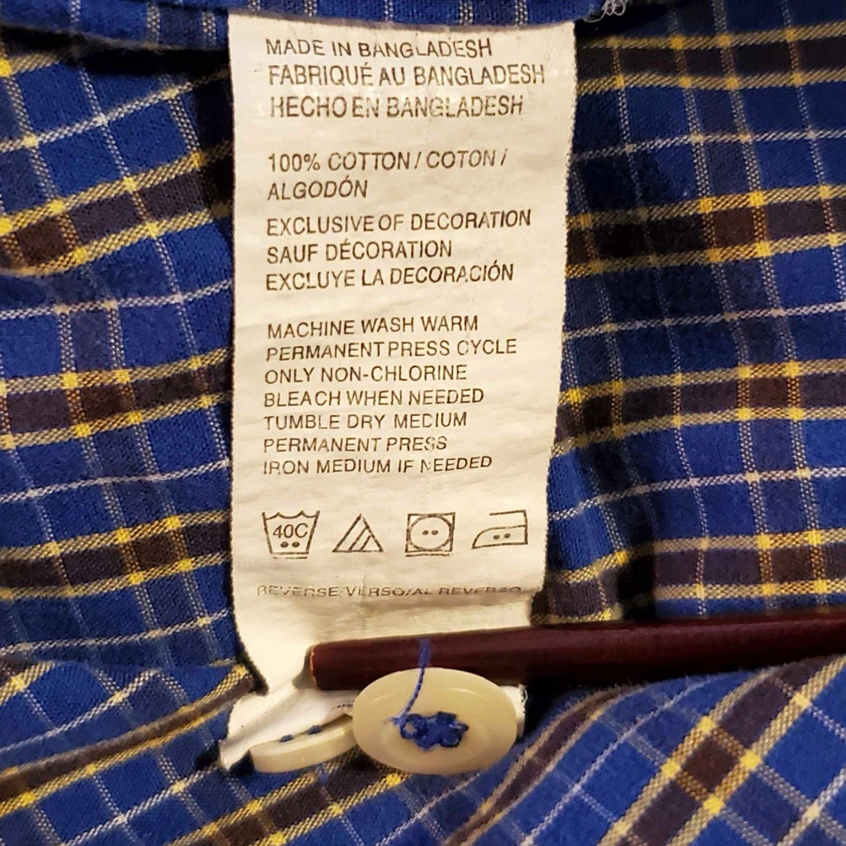 Izod IZOD Shirt Mens LT Large Tall Blue Plaid Long Sleeve Pocket Button Down Size US L / EU 52-54 / 3 - 8 Thumbnail