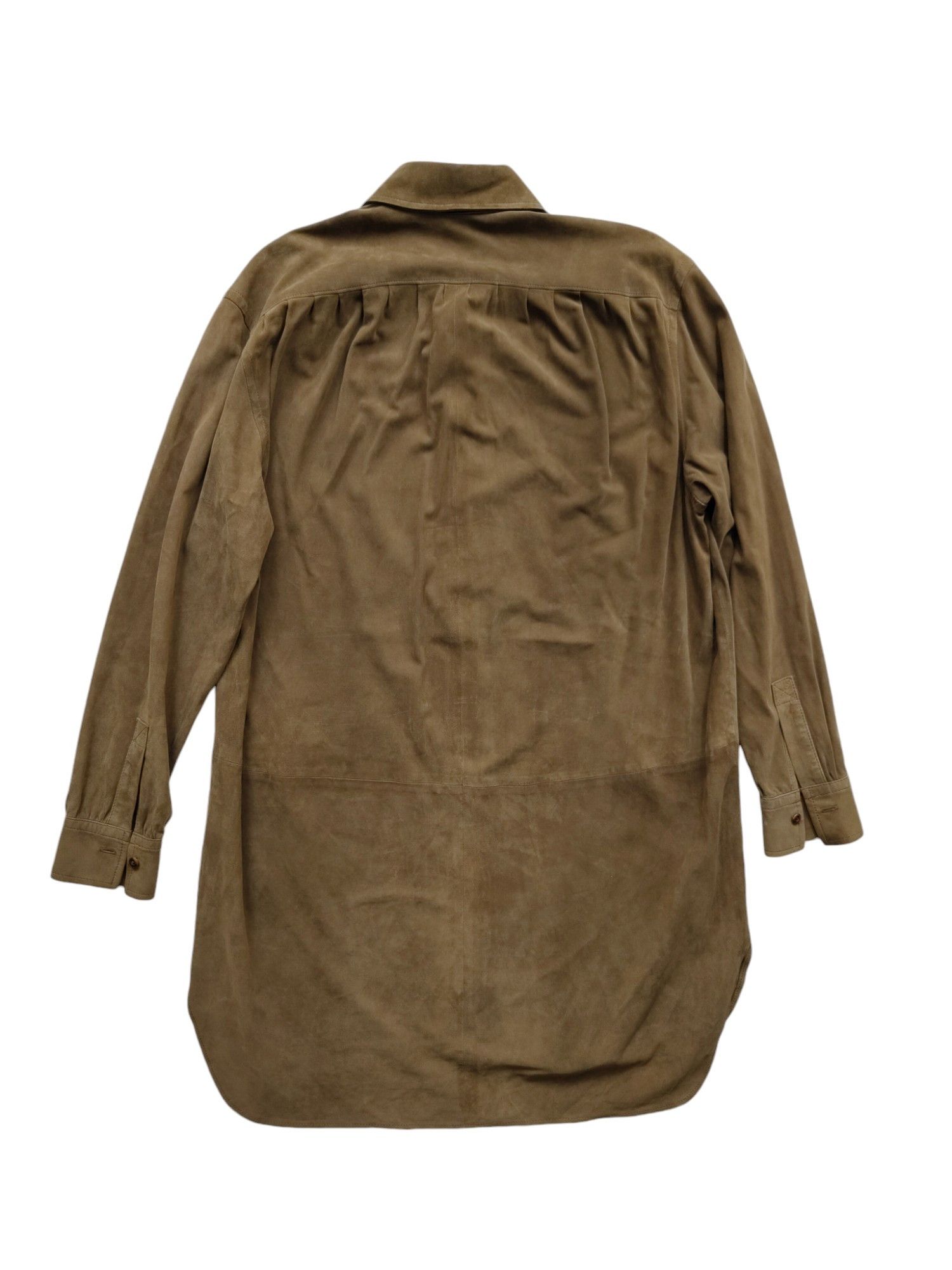Ralph Lauren Brown Suede Long Sleeve Shirt Dress Size XS / US 0-2 / IT 36-38 - 2 Thumbnail