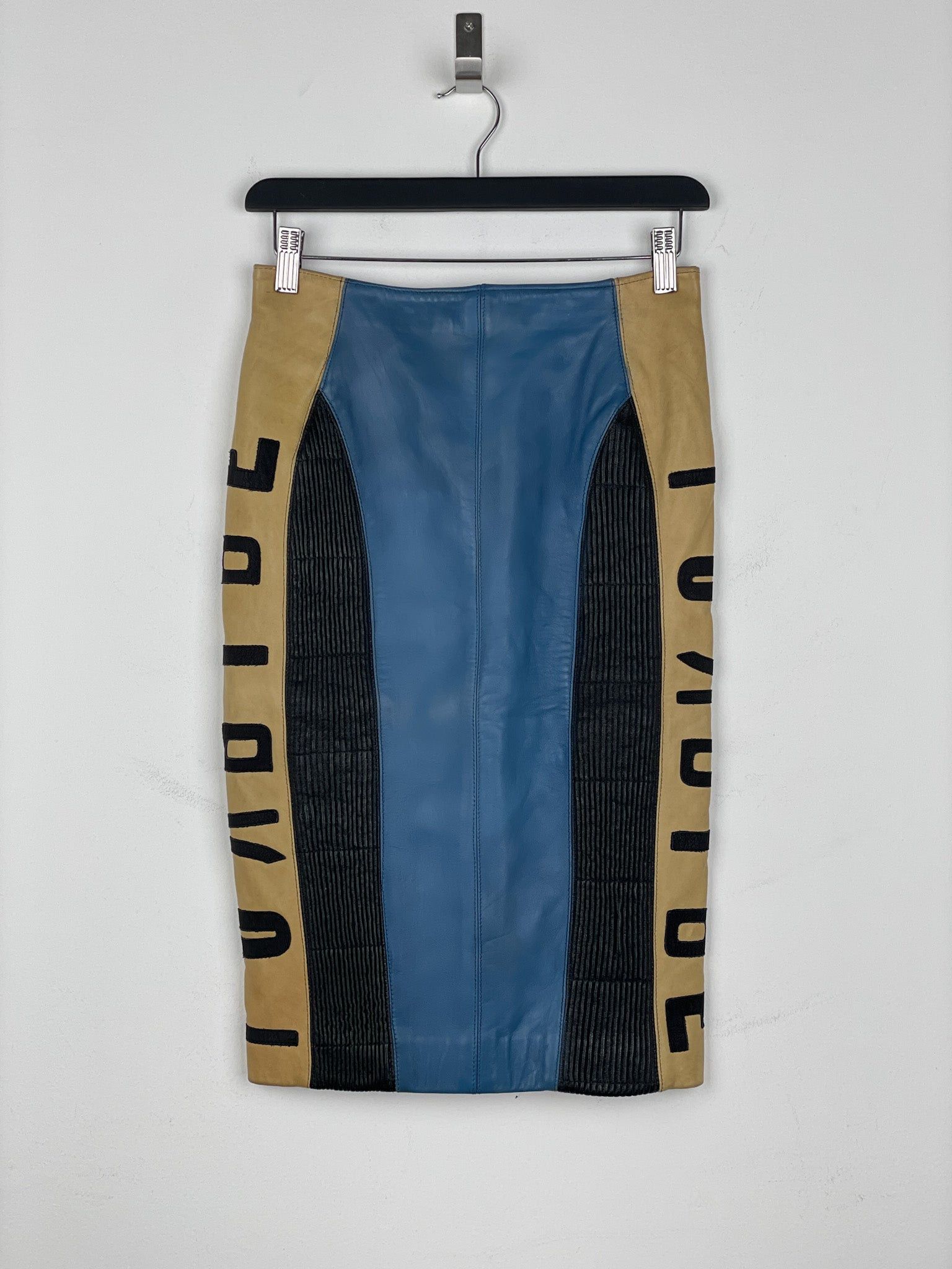 Jean Paul Gaultier AW86 'Russian Constructivist' Leather Biker Pencil Skirt Size 30" / US 8 / IT 44 - 1 Thumbnail