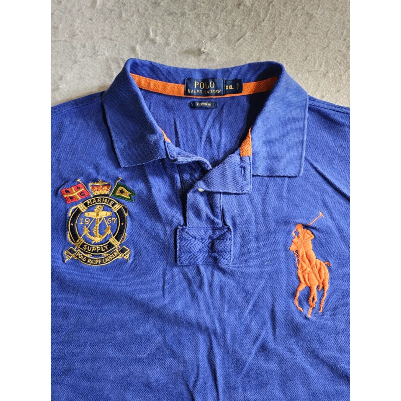 Polo Ralph Lauren VINTAGE Polo Ralph Lauren Marine Supply Big Pony Logo Short Sleeve Shirt Mens XL Blue Polo Shirt Mens XL Blue Vintage Size US XL / EU 56 / 4 - 3 Thumbnail