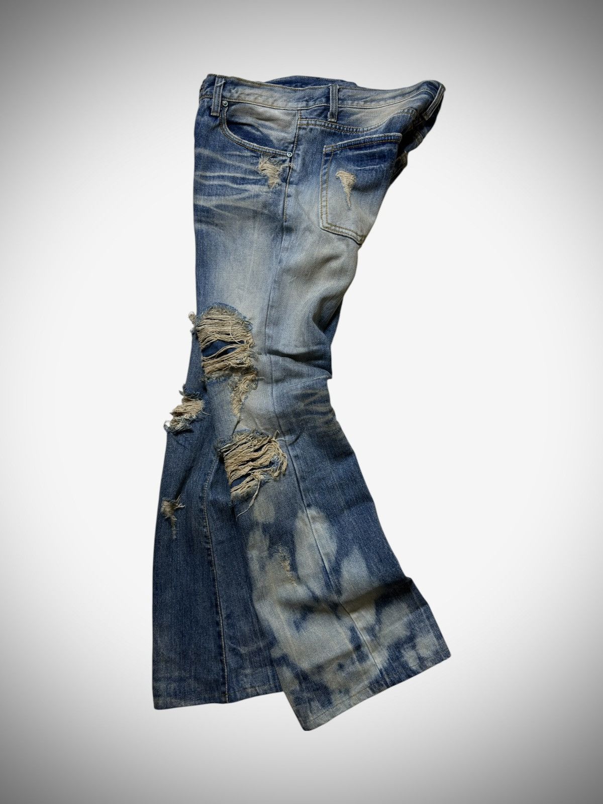 GOA 2000’s GOA - Mud Washed Distressed Flared Jeans Size US 31 - 2 Thumbnail