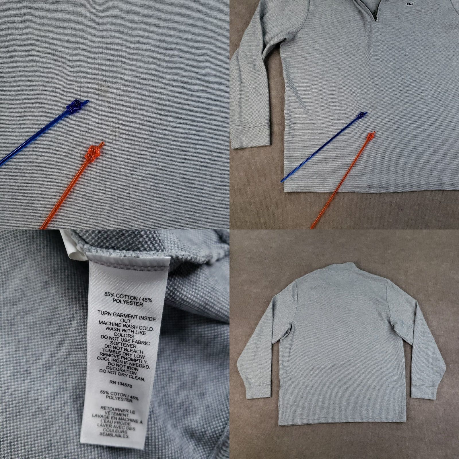 Vineyard Vines Vineyard Vines Sweatshirt Mens XL Gray Mock Neck 1/4 Zip Pullover Casual Sweater Size US XL / EU 56 / 4 - 8 Thumbnail