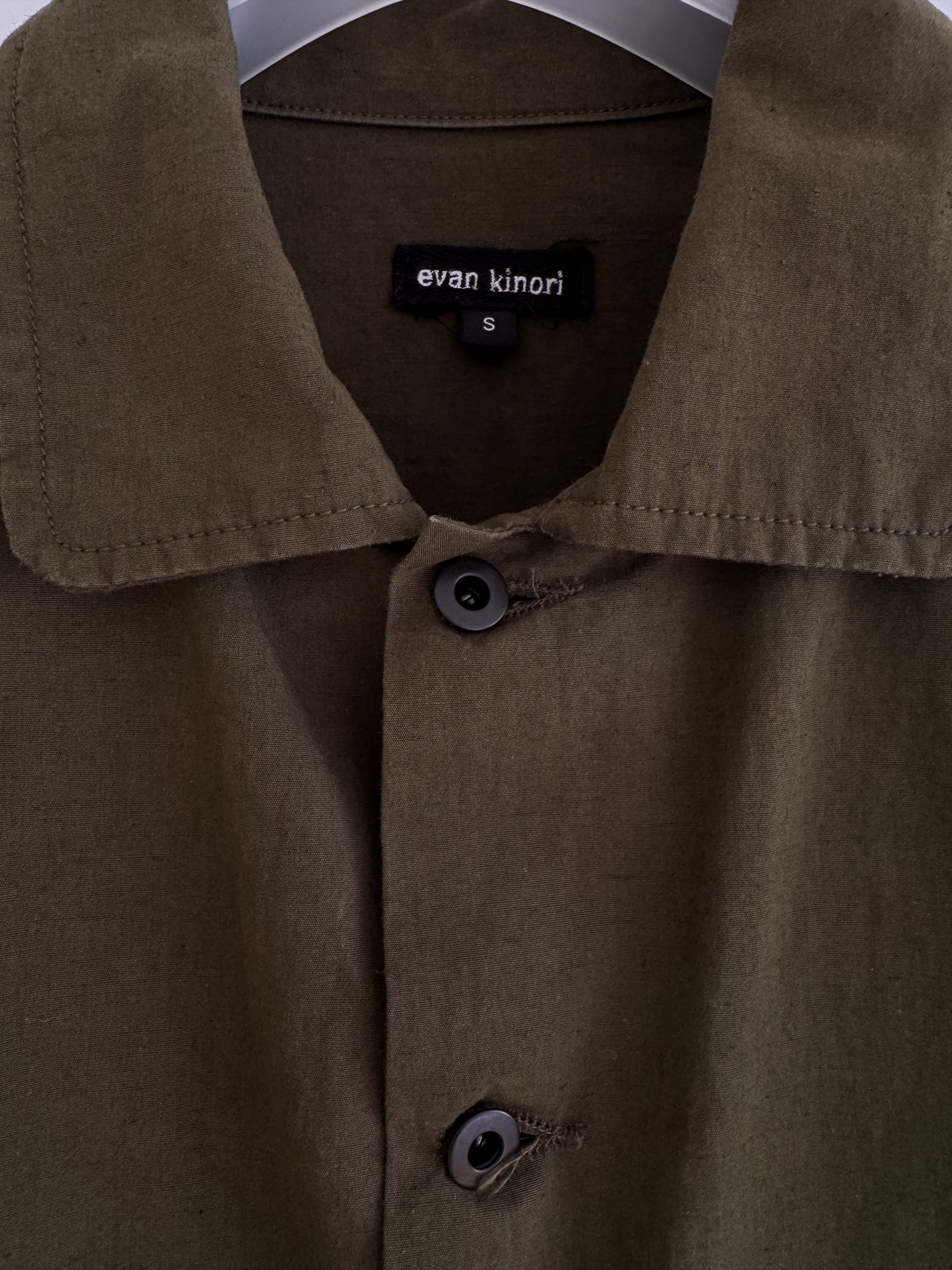 Evan Kinori Evan Kinori Field Shirt Cotton/Hemp Typewriter Cloth Olive Size US S / EU 44-46 / 1 - 9 Thumbnail