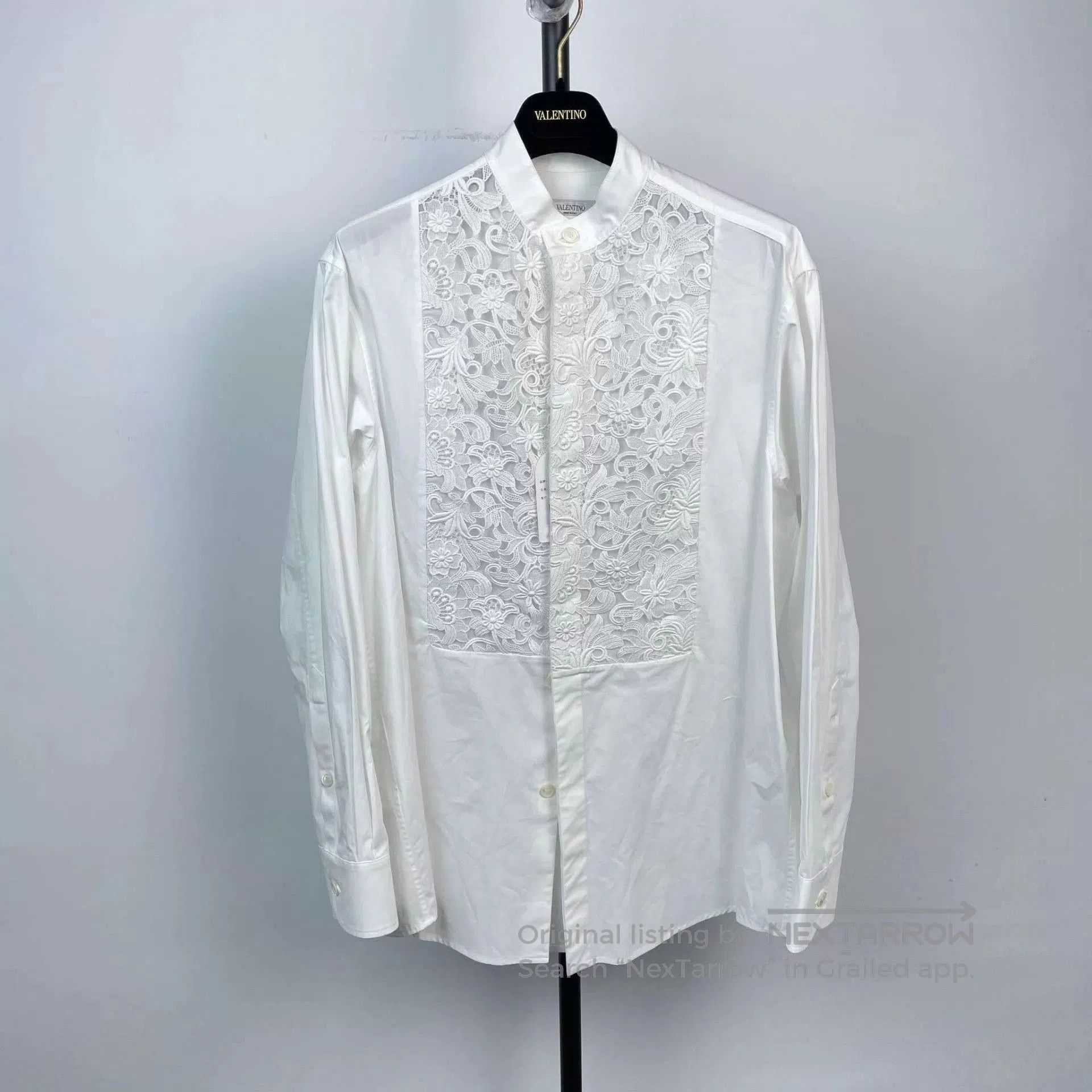 Valentino White Long Sleeve Lace Detail Button-Up Shirt. Size US S / EU 44-46 / 1 - 1 Thumbnail