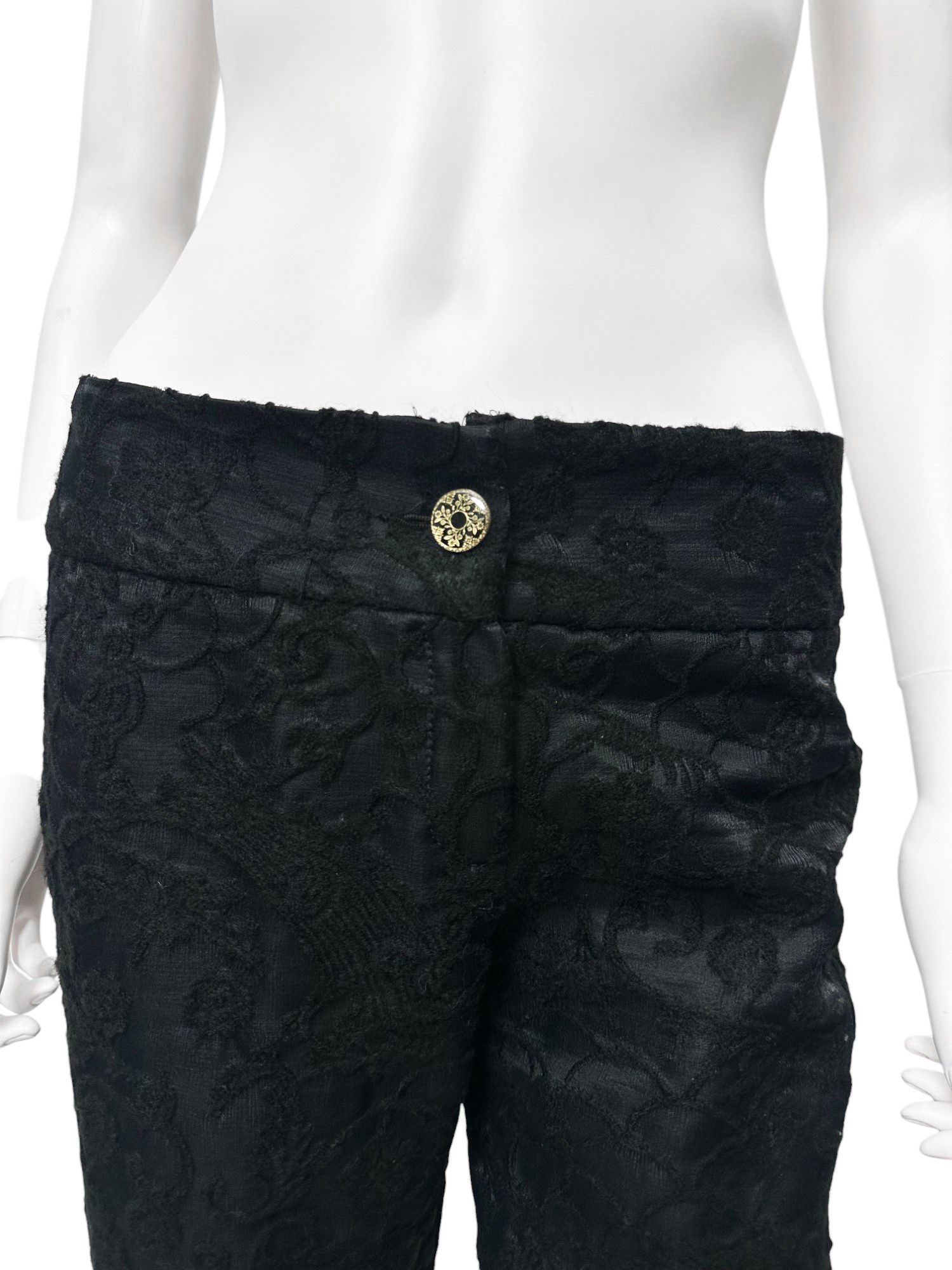 Roberto Cavalli Black Floral Knitted Mohair Pants Size 30" / US 8 / IT 44 - 5 Thumbnail