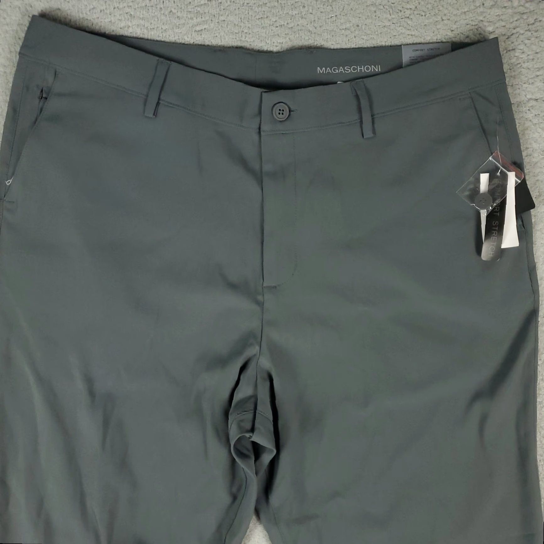 Vintage Magaschoni Pants Mens 36x31 Gray Stretch Slash Pockets Chino Trousers Size US 36 / EU 52 - 2 Thumbnail