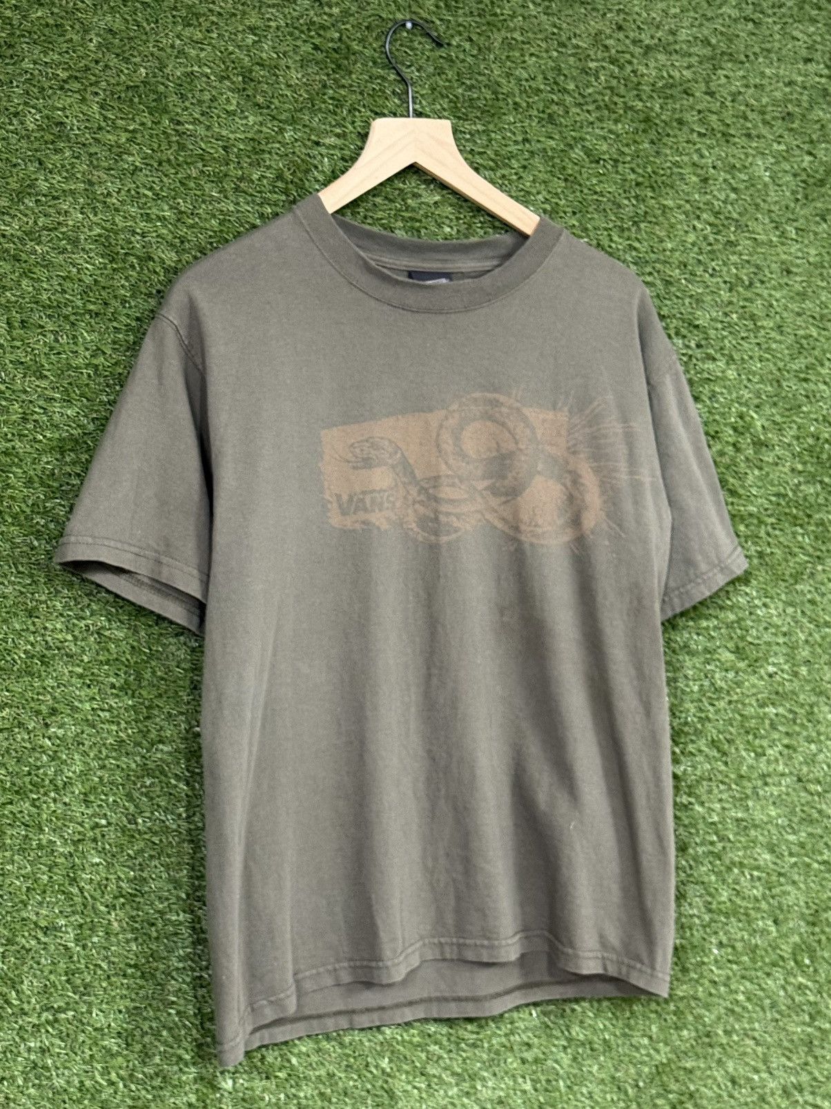 Vans Vintage Vans Snake Python Logo Skate Forest Olive Tee Size US M / EU 48-50 / 2 - 1 Thumbnail