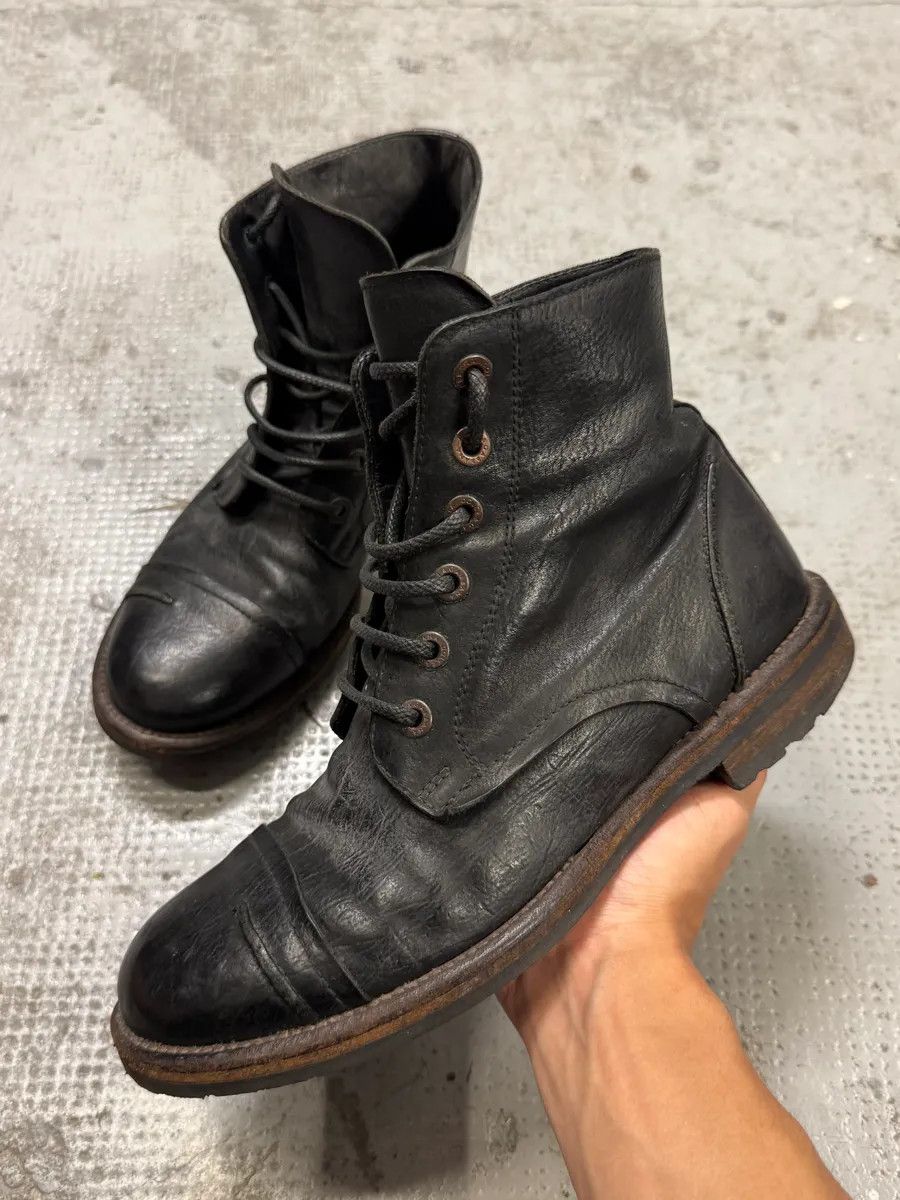 Designer × Dolce & Gabbana × Vintage 2000s Dolce & Gabbana Black Eroded Leather Boots Size US 8.5 / EU 41-42 - 1 Thumbnail