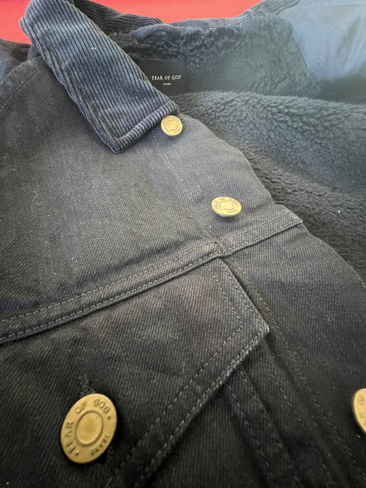 Fear of God Selvedge Denim Alpaca Trucker Jacket Size US L / EU 52-54 / 3 - 9 Thumbnail