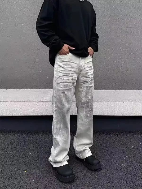 Japanese Brand Kitajima x Kai Dirty Washing Baggy Ripped Stacked Jean Size US 33 - 1 Thumbnail
