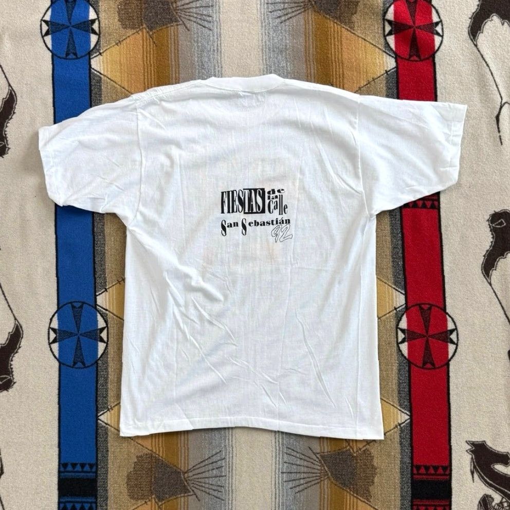 Vintage VINTAGE 1992 Fiestas De La Calle San Sebastián T-Shirt XL Men Short Sleeve White 90s Music Regular Fit Single Stitch Size US XL / EU 56 / 4 - 2 Thumbnail