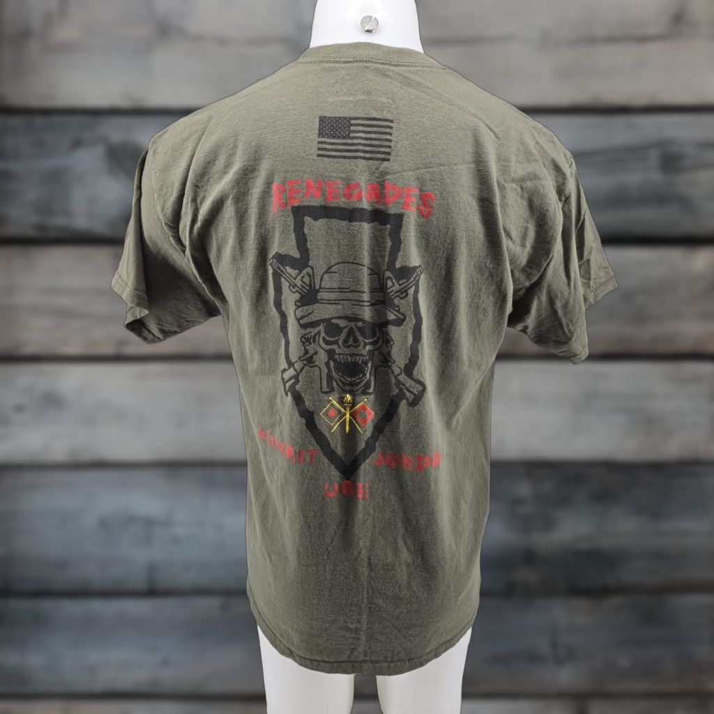 Hanes C company 115th Expeditionary Signal Battalion Renegades Men's Green T Shirt L Size US L / EU 52-54 / 3 - 1 Thumbnail