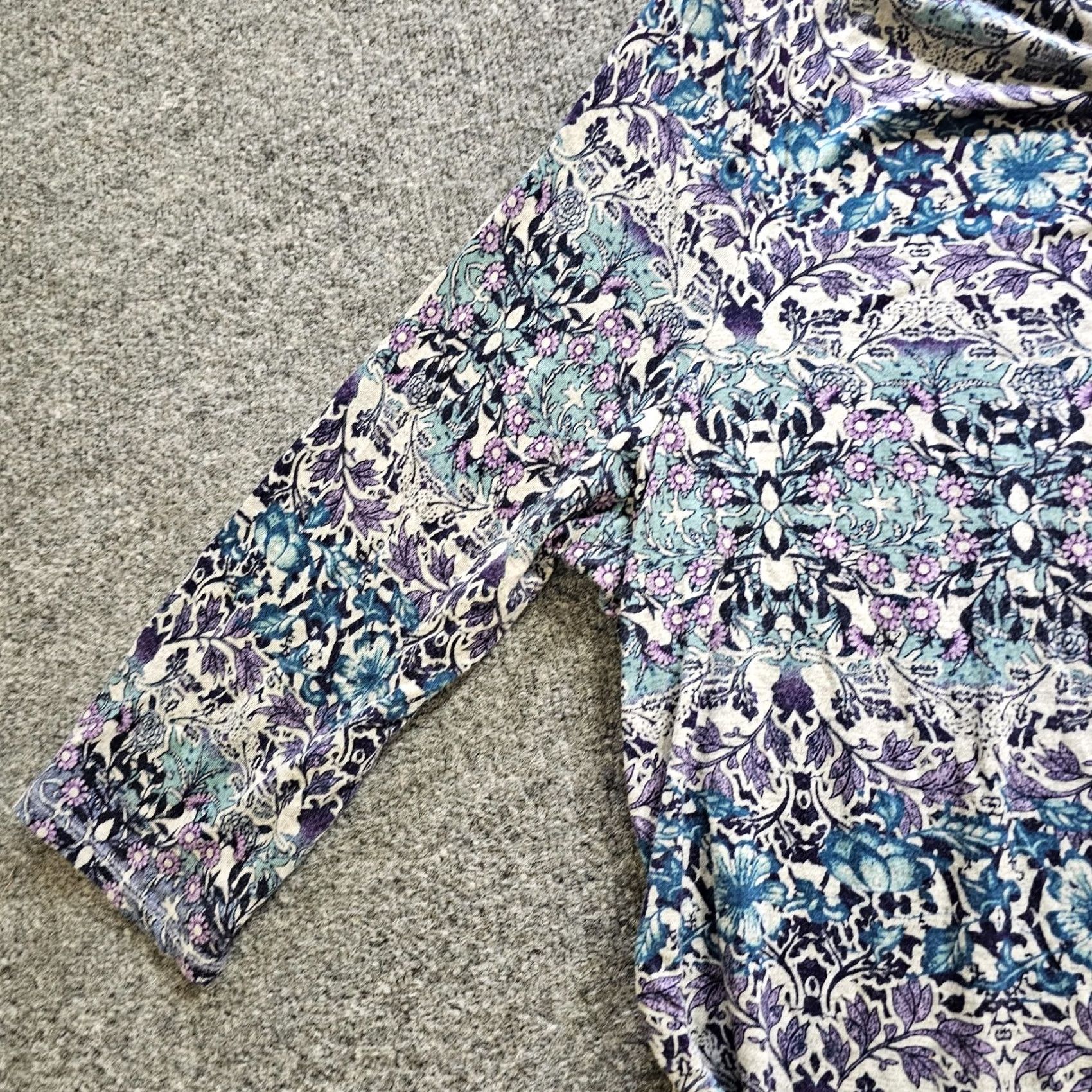 Talbots Talbots Shirt Womens 3X Purple Top Women Blue Floral Cowl Neck Scrunch Casual Career Size XXL / US 16-18 / IT 52-54 - 4 Thumbnail