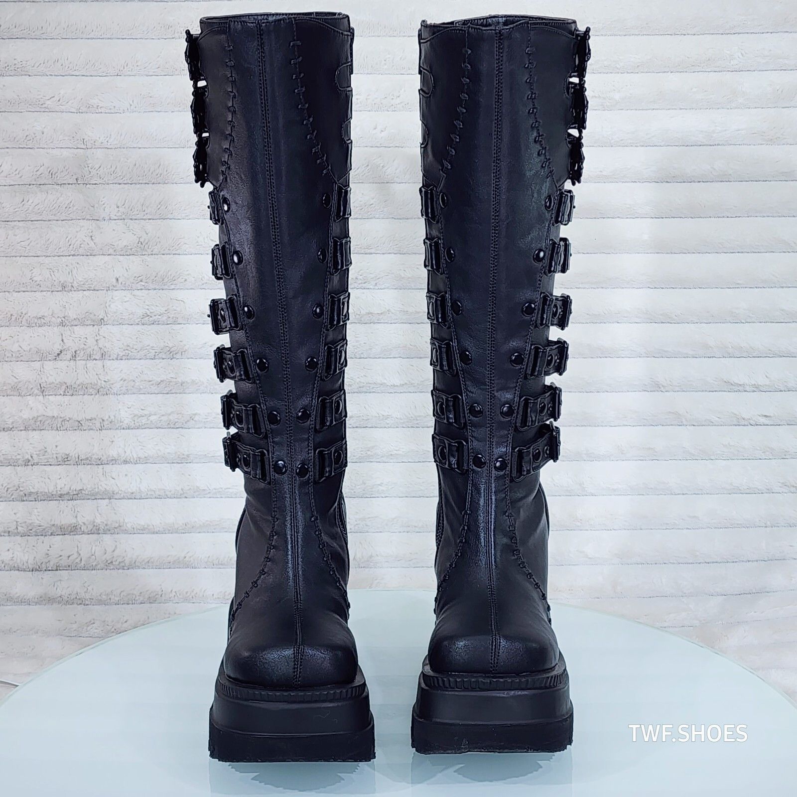Other DEMONIA Shaker Black Matte Platform 4.5" Wedge Heel Skull Bu Size US 11 / IT 41 - 4 Thumbnail