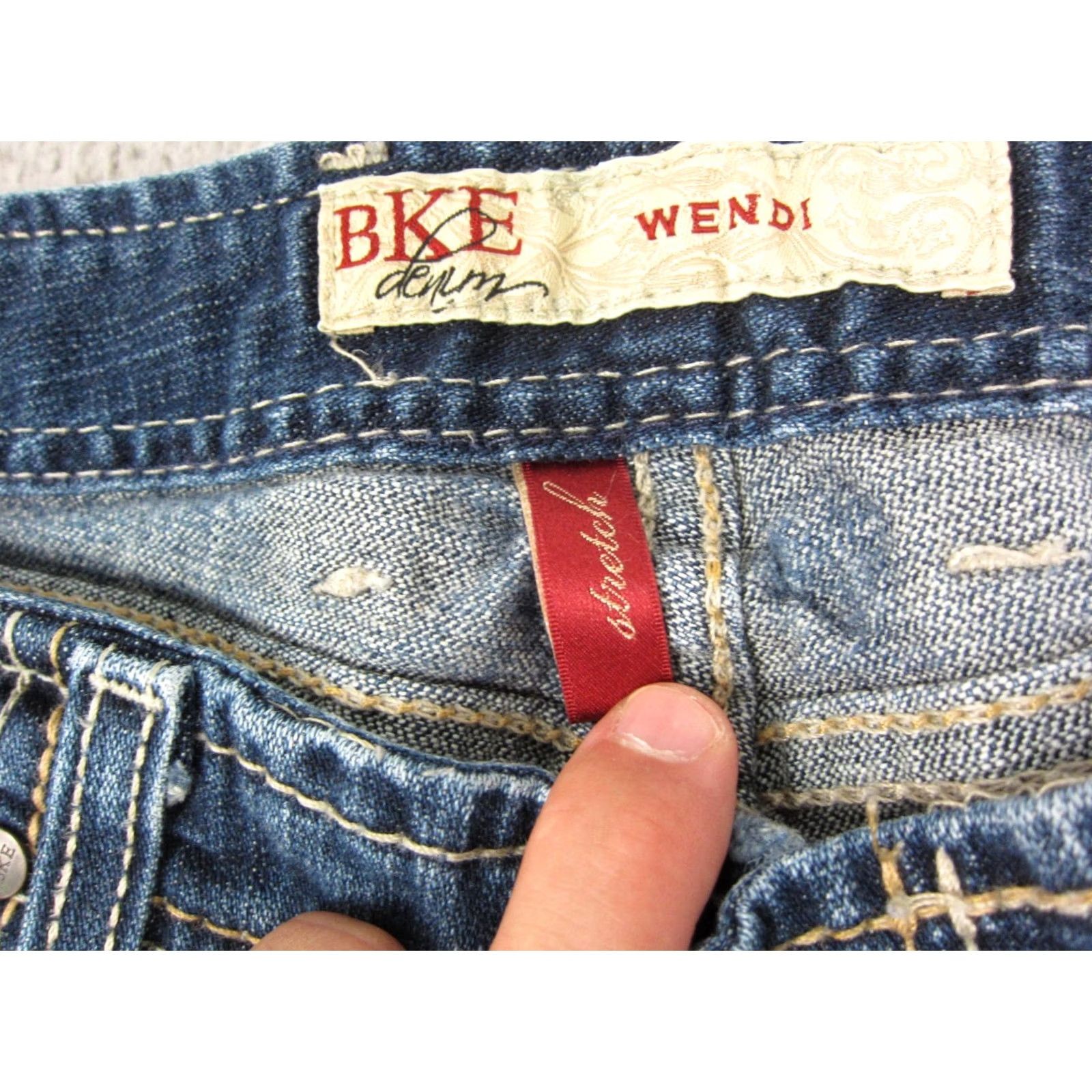 Vintage Buckle BKE Jeans Womens 31 x 21 Blue Denim Capri Cropped Wendi Stretch Bootcut Jeans Size 24" / US 00 / IT 34 - 4 Thumbnail