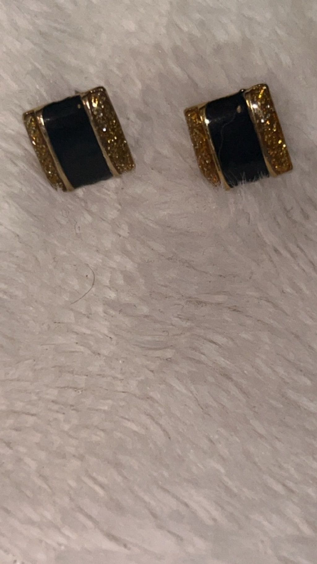 The Unbranded Brand Women's Unbranded Earrings One Size Black Gold Square Studs Size ONE SIZE - 2 Thumbnail