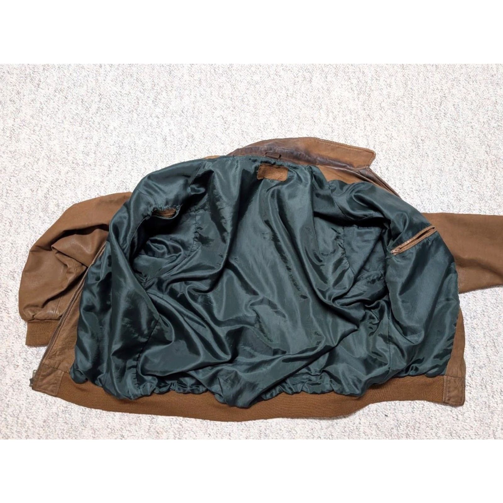 Vintage VINTAGE L.L. Bean Bomber Jacket Leather 2XL Brown Mens Leather Jacket Patina 1980s 1990s Size US XXL / EU 58 / 5 - 4 Thumbnail