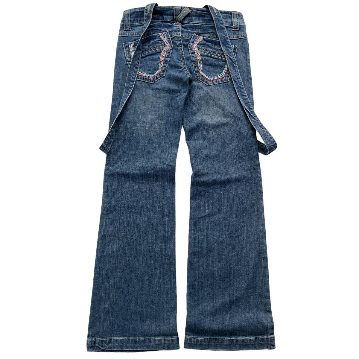 image of Hysteric Glamour x Vintage Wave Flared Suspender Denim Jeans in Blue Wash (Size 30)