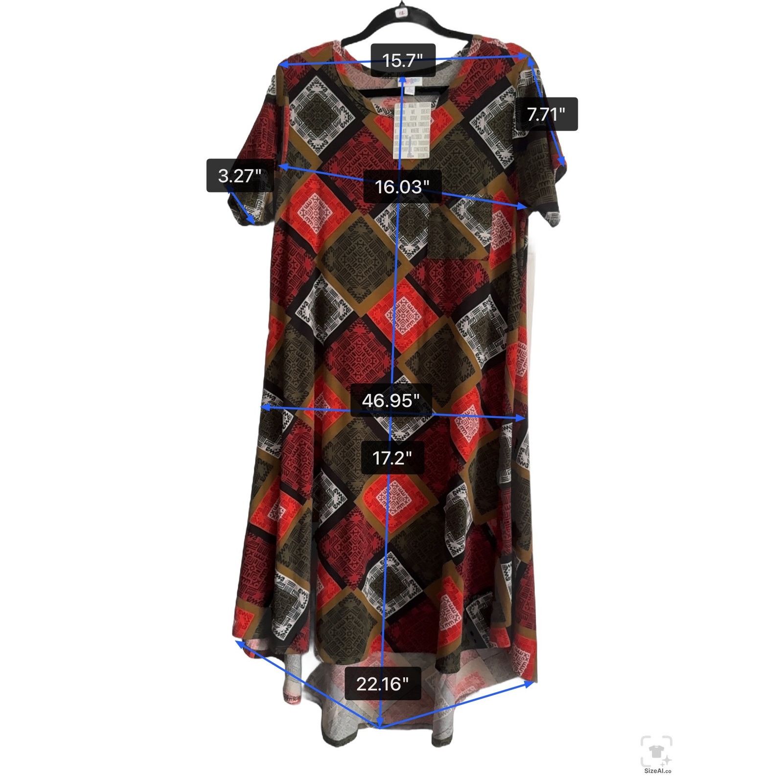Other LuLaRoe Carly Dress US L Squares High-Low Swing Midi Pocket Size L / US 10 / IT 46 - 3 Thumbnail
