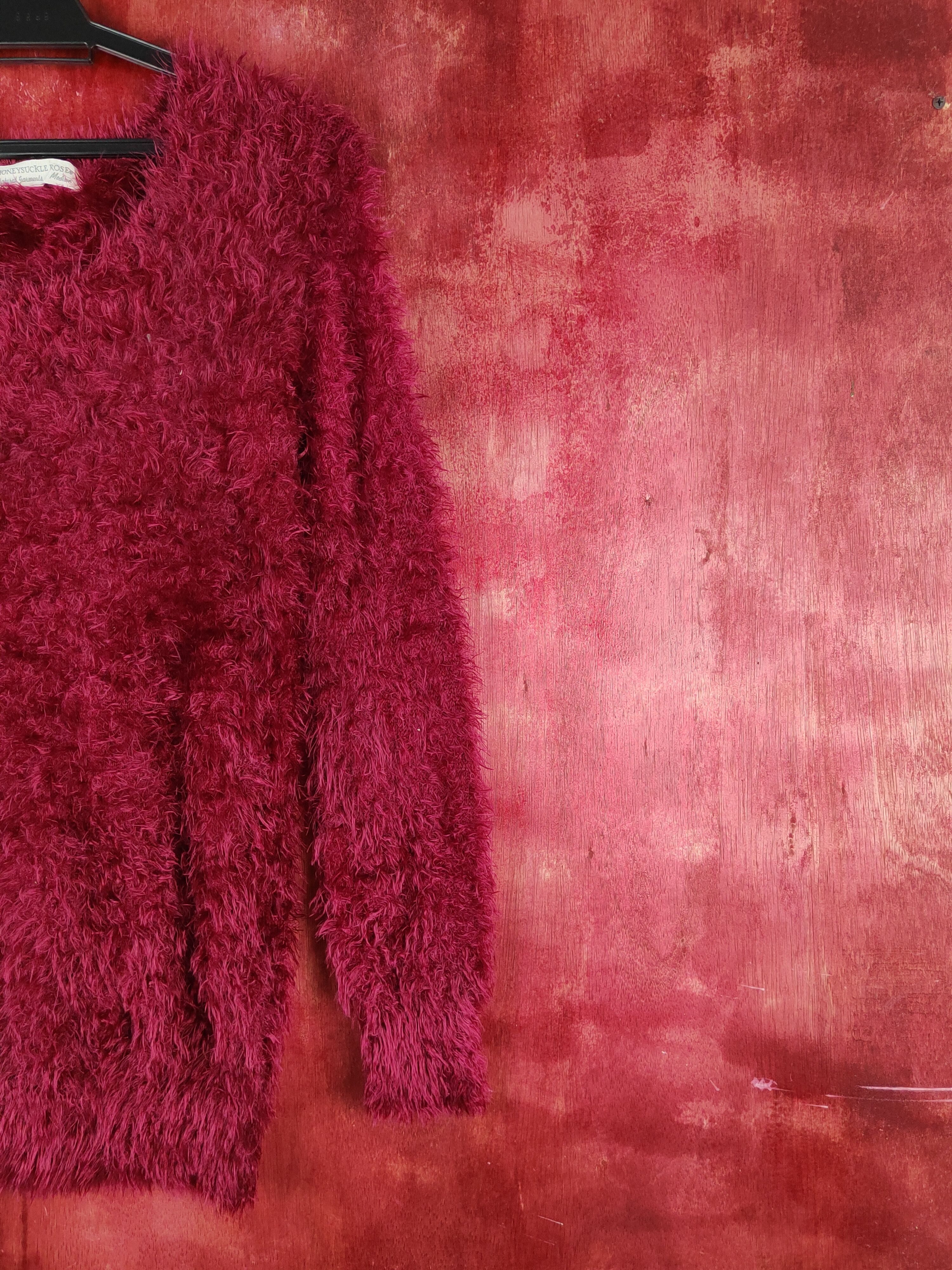 Homespun Knitwear Honeysuckle Rose Maroon Fur Mohair Knitwear #S2173 Size M / US 6-8 / IT 42-44 - 5 Thumbnail