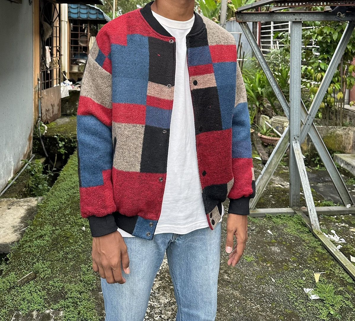 Japanese Brand 👹Japanese Brand Multicolour Patch Wool Bomber Jacket Size US M / EU 48-50 / 2 - 4 Thumbnail