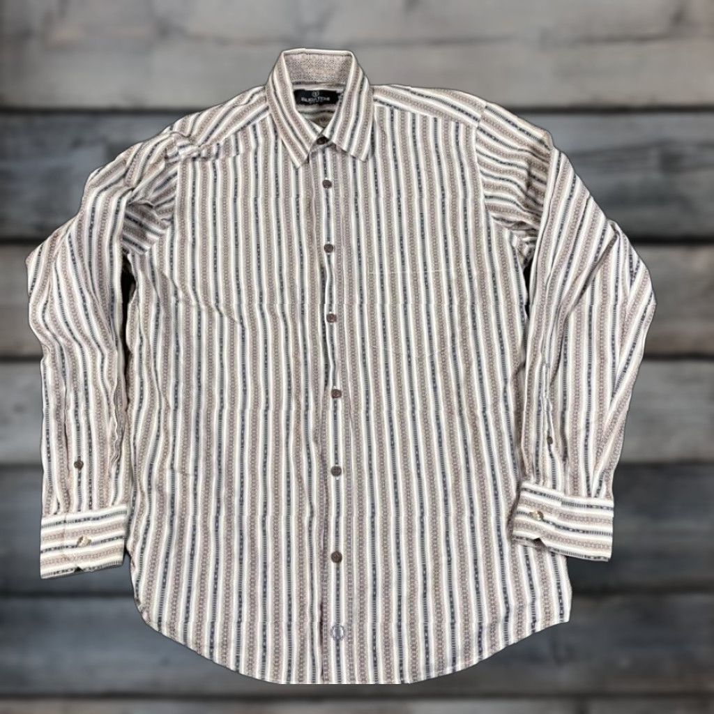 BUGATCHI Bugatchi Uomo Shirt Adult Medium Multicolor Geometric Pattern Button-Up Long Sleeve Cotton Button-Front Collared Men 90s Retro Colorful Size US M / EU 48-50 / 2 - 1 Thumbnail