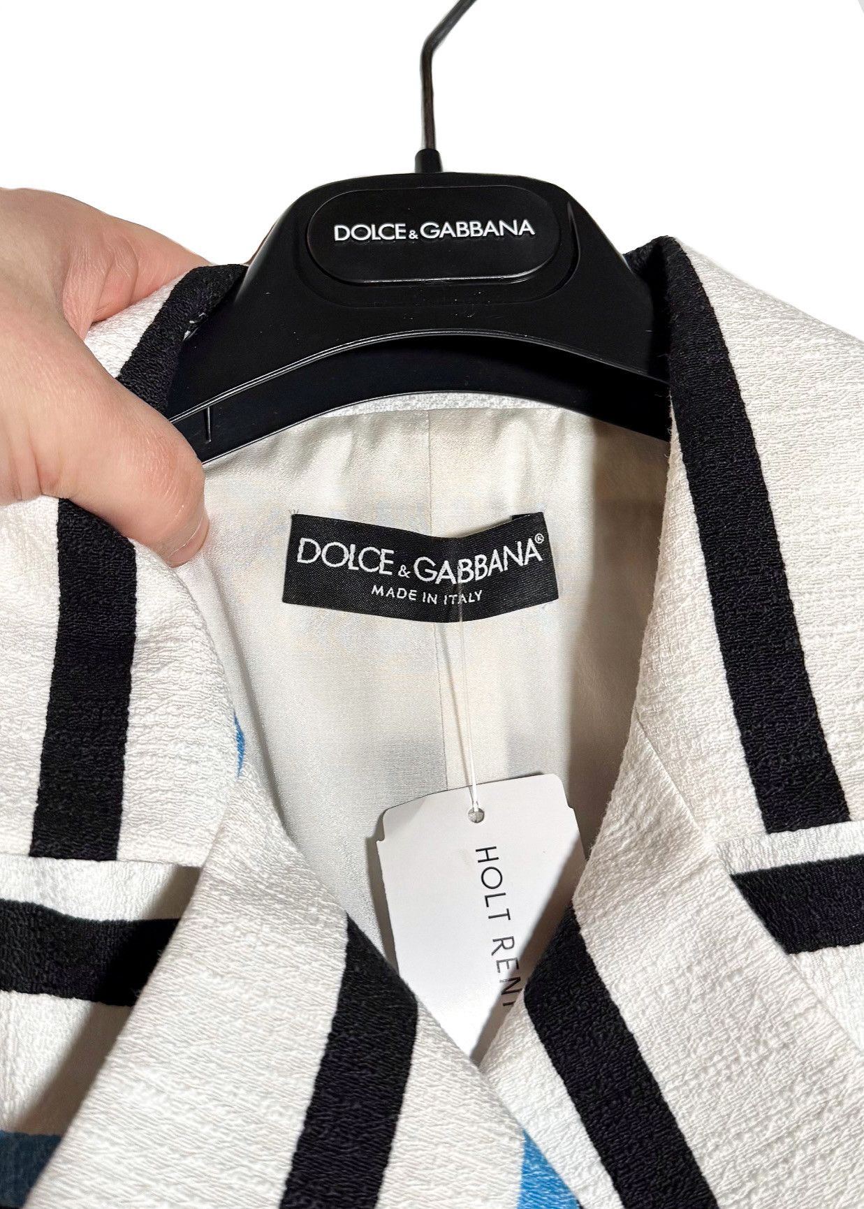Dolce & Gabbana Dolce & Gabbana White Blue Striped Crystal Buttoned Jacket Size XS / US 0-2 / IT 36-38 - 3 Thumbnail