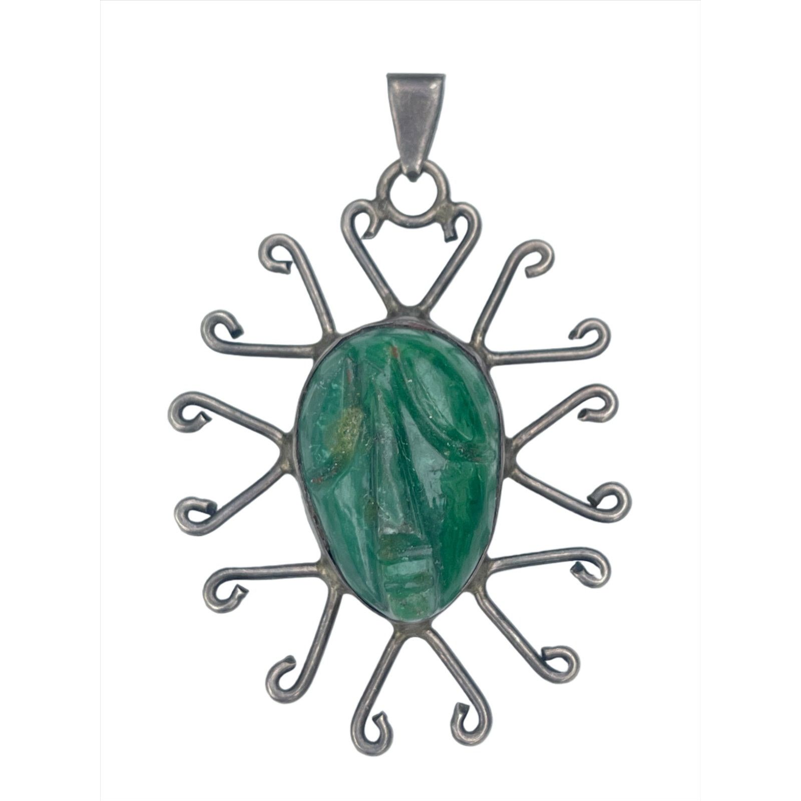 Vintage Vintage Signed Face Carved Sterling Silver Pendant Size ONE SIZE - 1 Thumbnail
