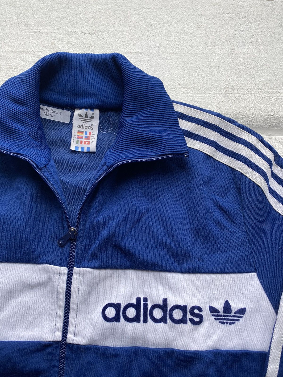 Adidas × Vintage 80s Adidas Yugoslavia Blue Three Stripes Zip Up Sweatshirt Size US S / EU 44-46 / 1 - 2 Thumbnail