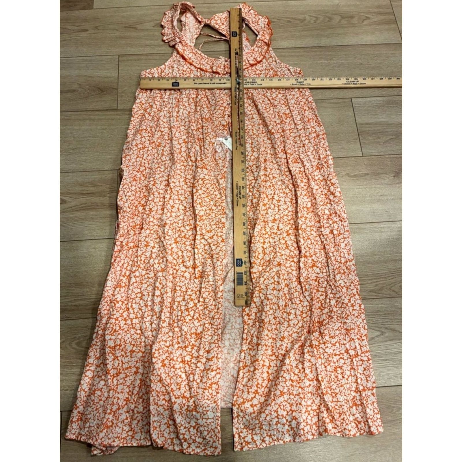 Anthropologie NWT Anthropologie Women’s Sleeveless Ruffle Nap Dress Orange Floral Size L Size L / US 10 / IT 46 - 4 Thumbnail